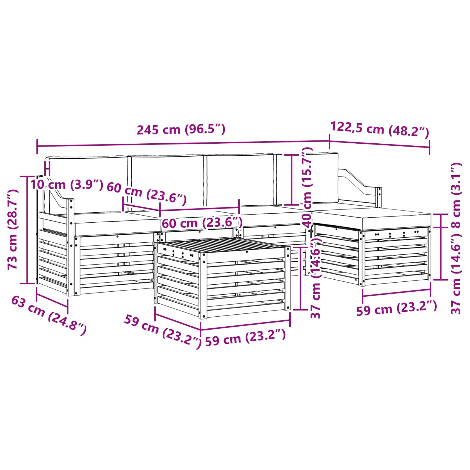 Ensemble de canapés d'extérieur 6 pcs Naturel et Beige - XIOS
