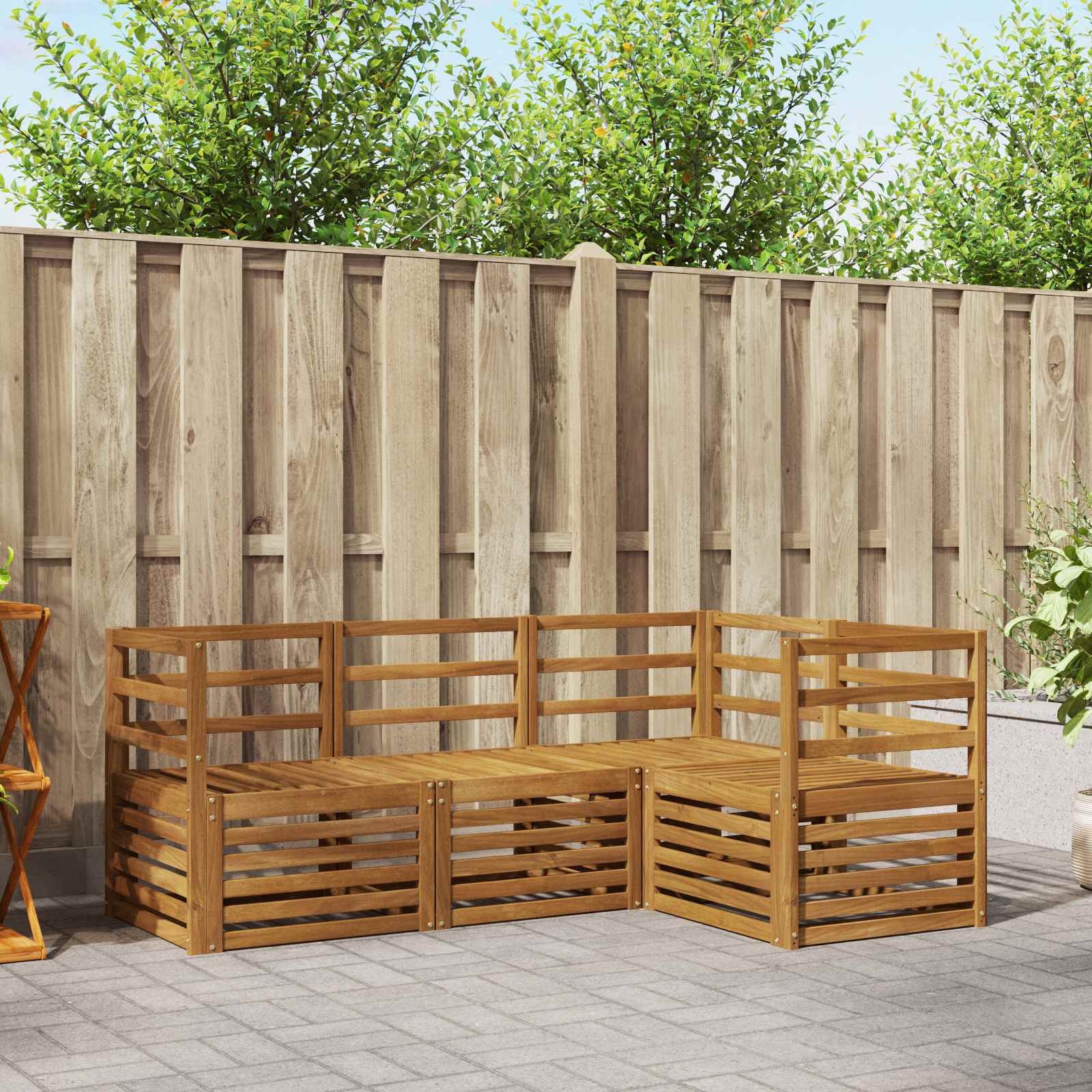 Ensembles de canapés 4 pcs Naturel Bois d'Acacia Massif - XIOS