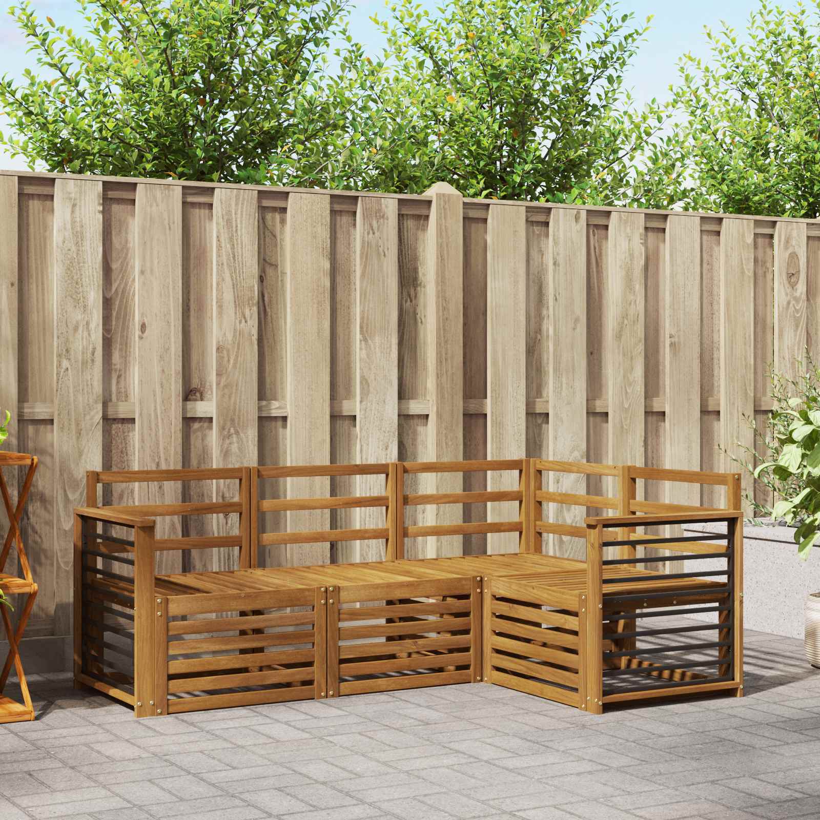 Ensembles de canapés 4 pcs Naturel Bois d'Acacia Massif - XIOS