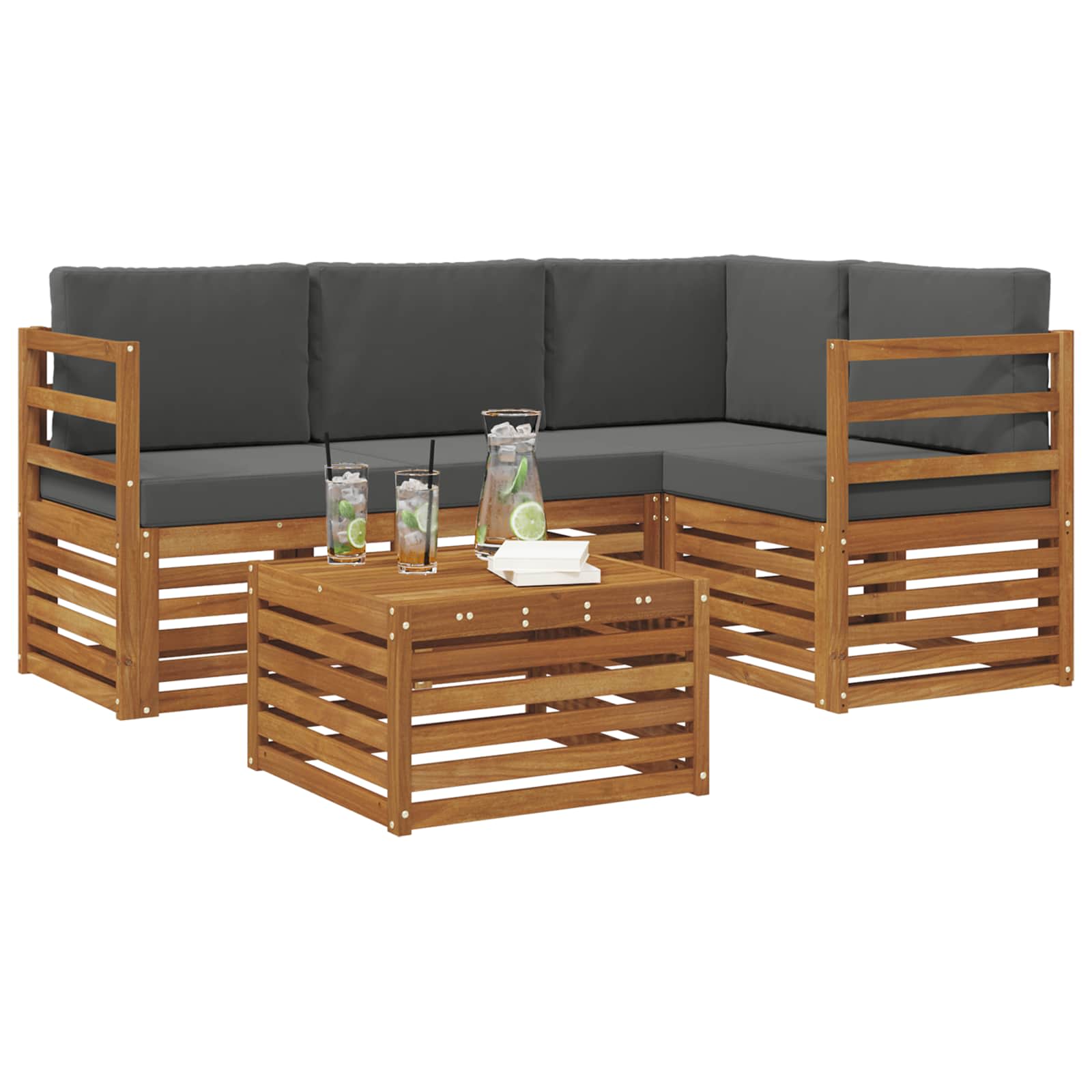Ensemble de canapés d'extérieur 5 pc Naturel et Anthracite