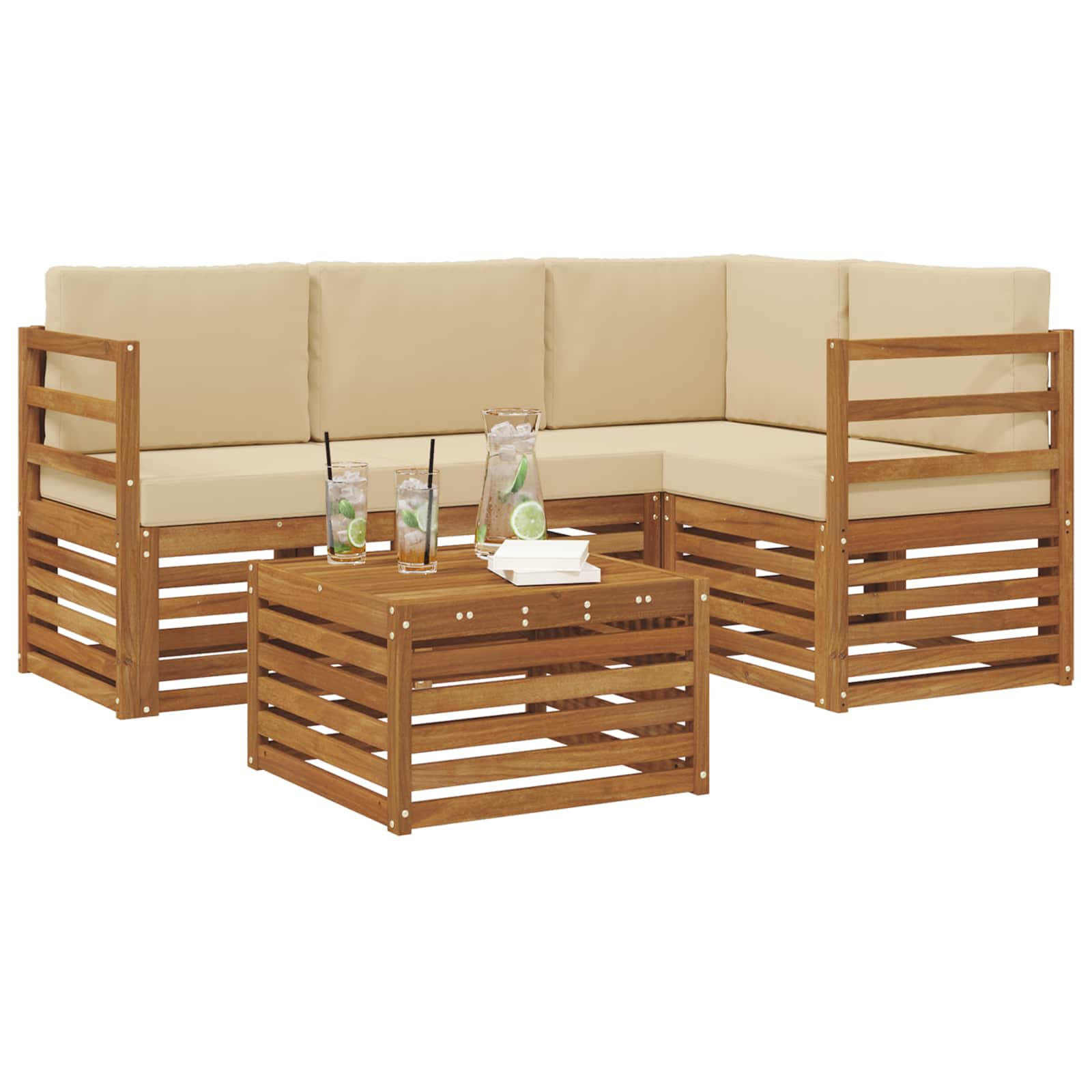 Ensemble de canapés d'extérieur 5 pcs Naturel et Beige - XIOS