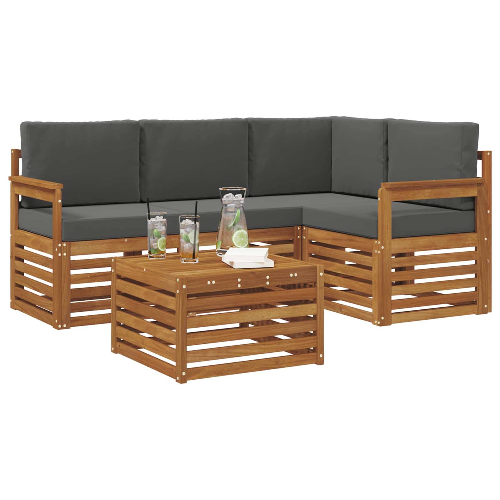 Ensemble de canapés d'extérieur 5 pc Naturel et Anthracite