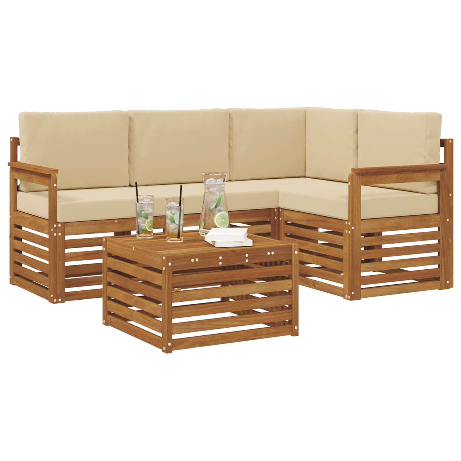 Ensemble de canapés d'extérieur 5 pcs Naturel et Beige - XIOS
