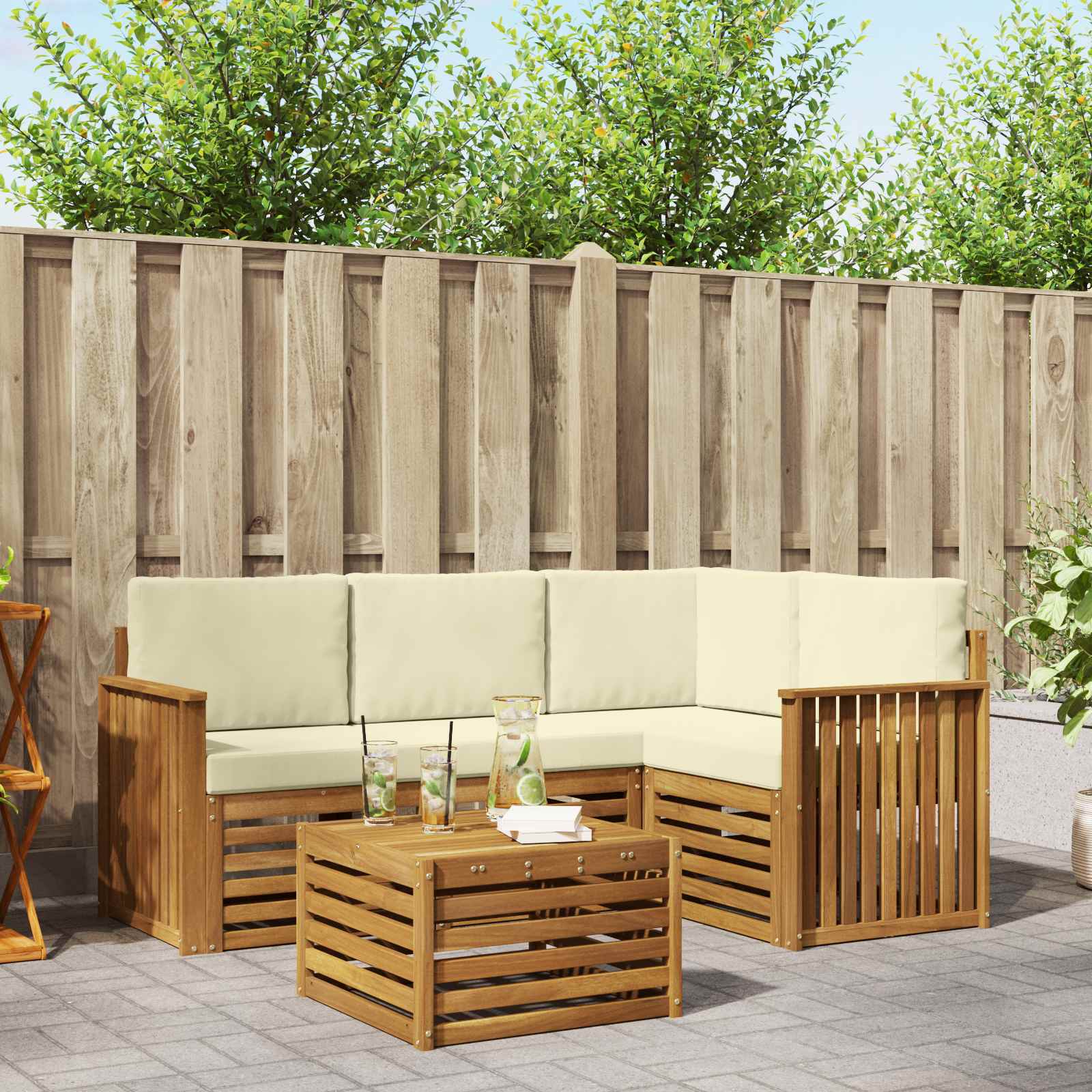Ensembles de meubles 5 pcs Naturel et Crème Bois d'ingénierie - XIOS