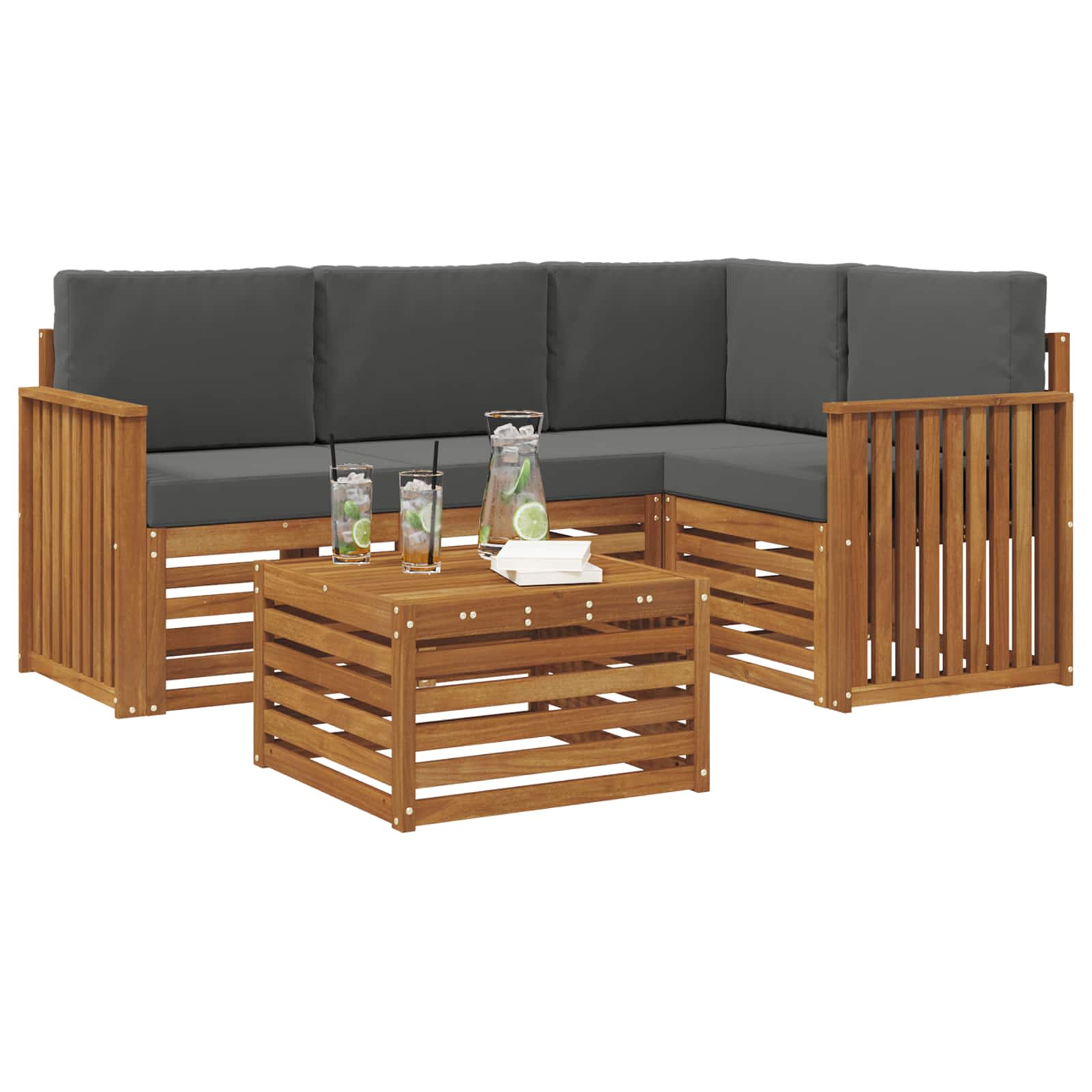Ensemble de canapés d'extérieur 5 pc Naturel et Anthracite