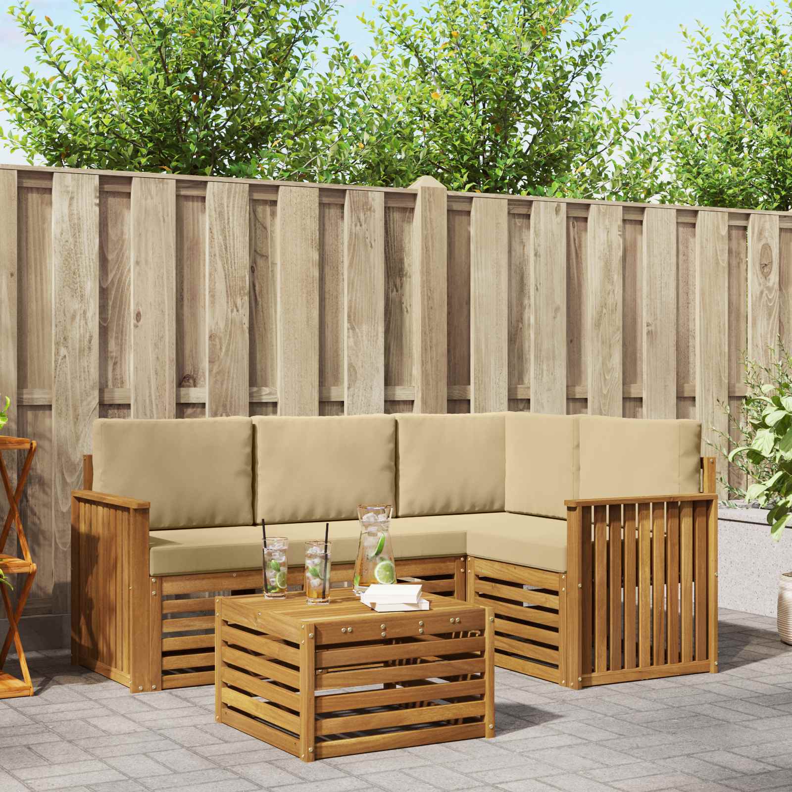 Ensemble de canapés d'extérieur 5 pcs Naturel et Beige - XIOS
