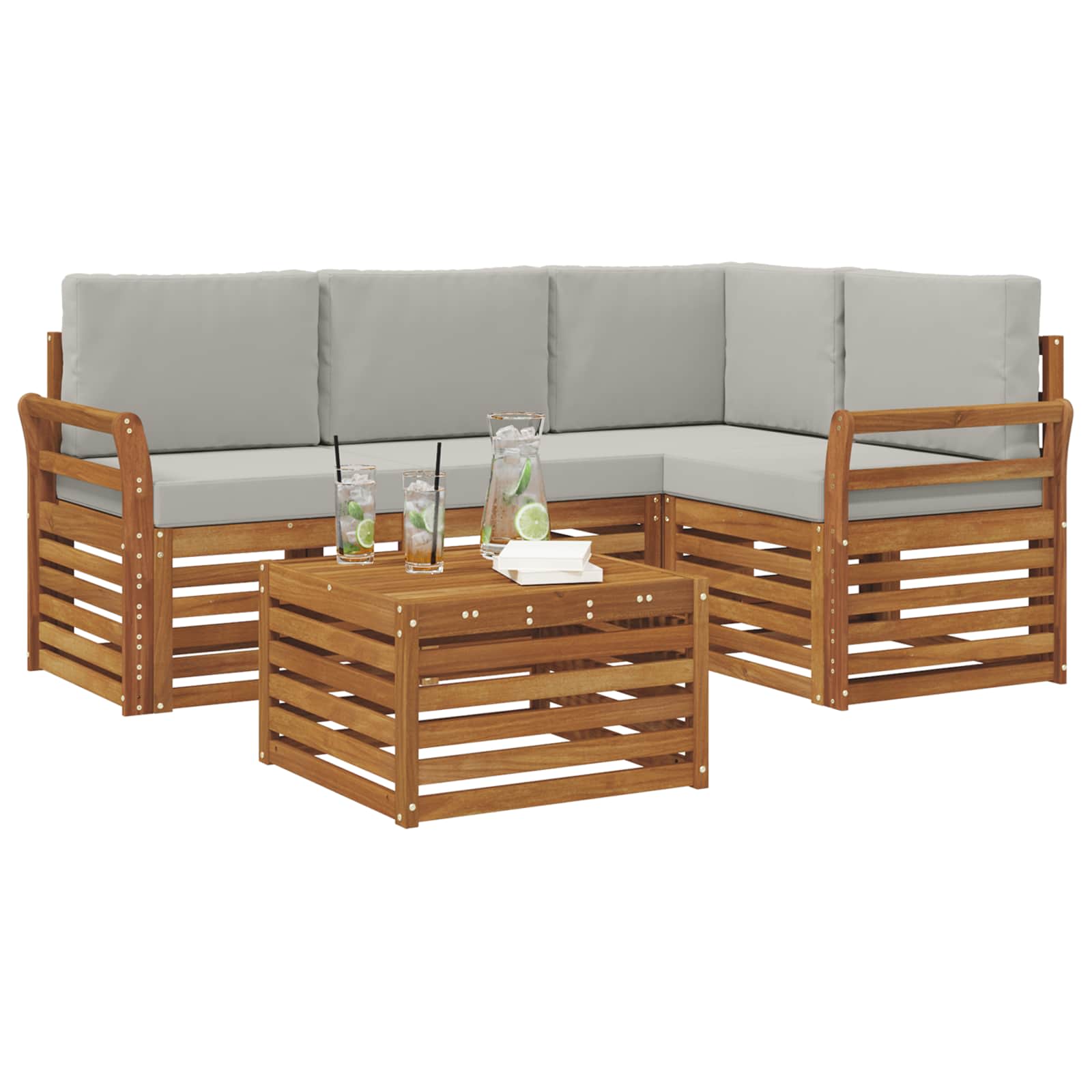 Ensemble de canapés d'extérieur 5 pcs Gris Naturel et Clair - XIOS