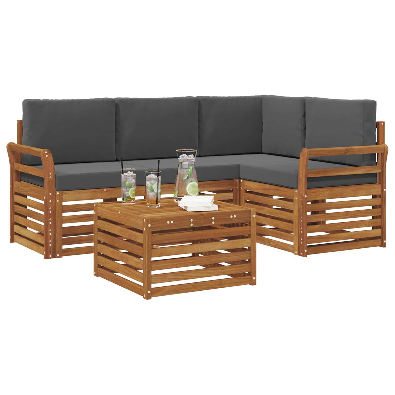 Ensemble de canapés d'extérieur 5 pc Naturel et Anthracite