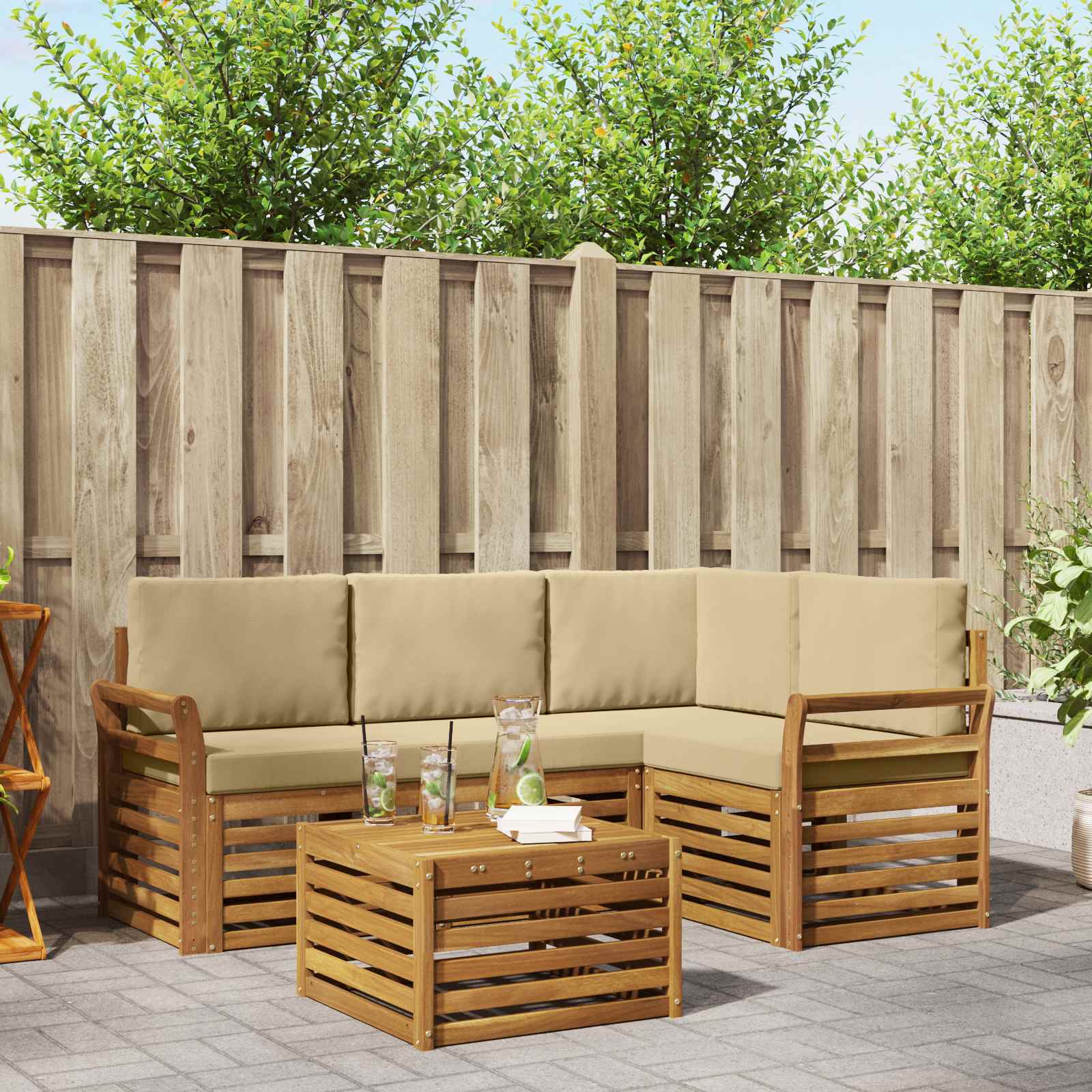 Ensemble de canapés d'extérieur 5 pcs Naturel et Beige - XIOS