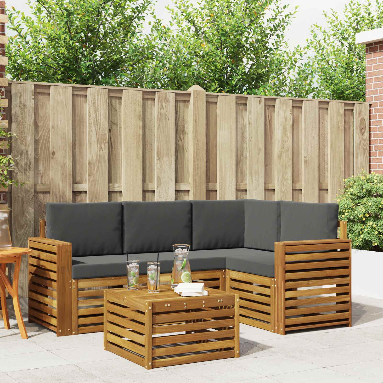 Ensemble de canapés d'extérieur 5 pcs Naturel et Anthracite - XIOS