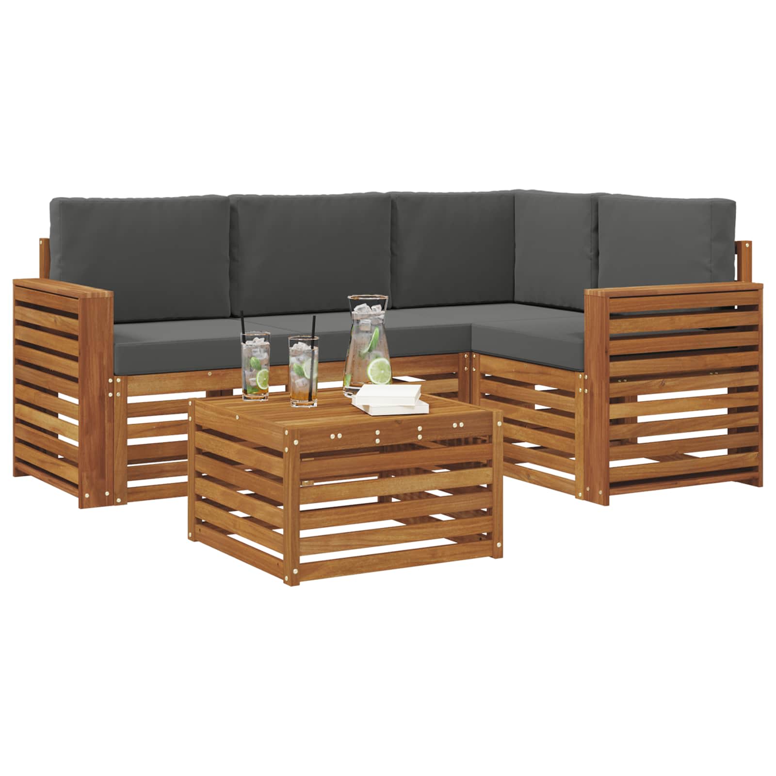 Ensemble de canapés d'extérieur 5 pcs Naturel et Anthracite - XIOS