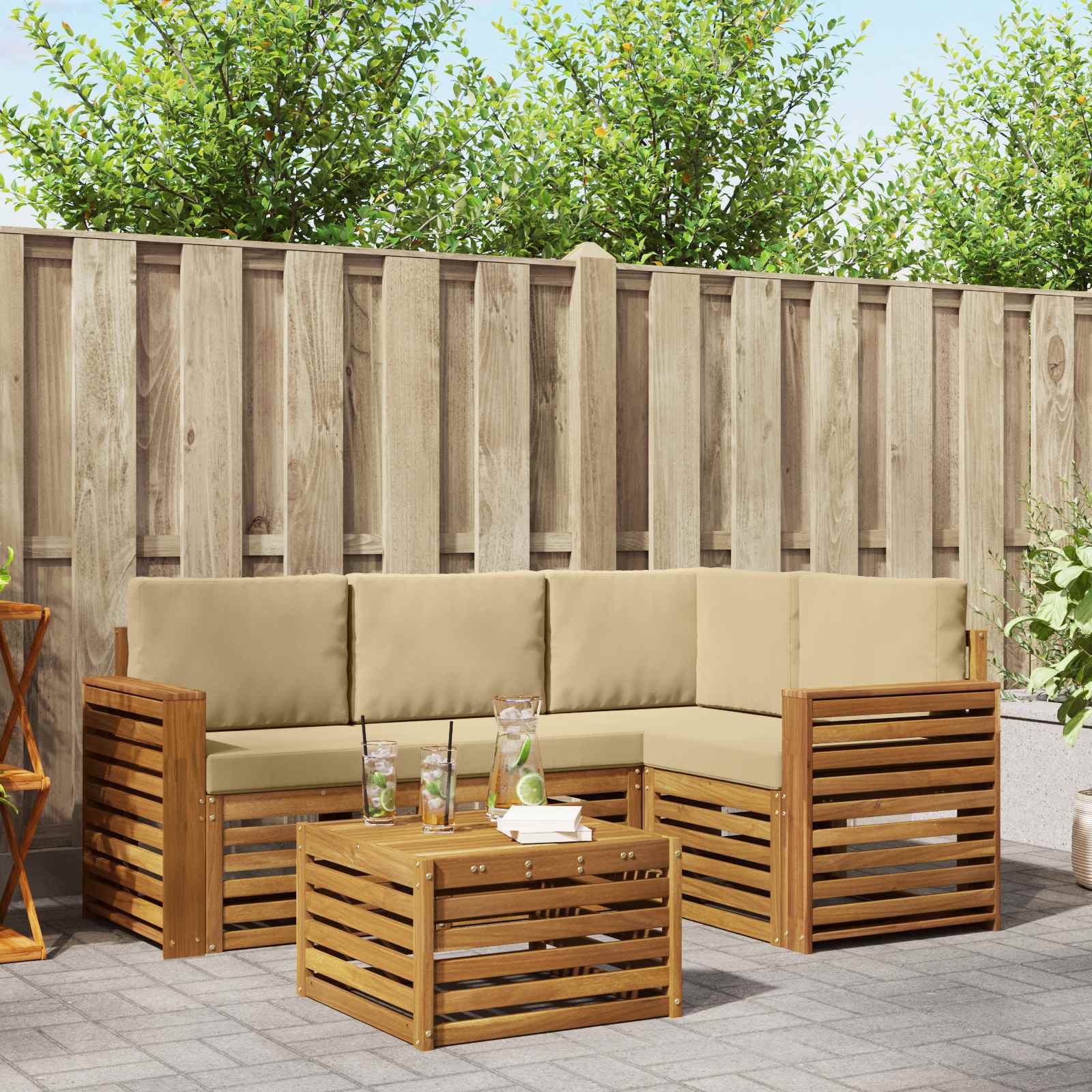 Ensemble de canapés d'extérieur 5 pcs Naturel et Beige - XIOS