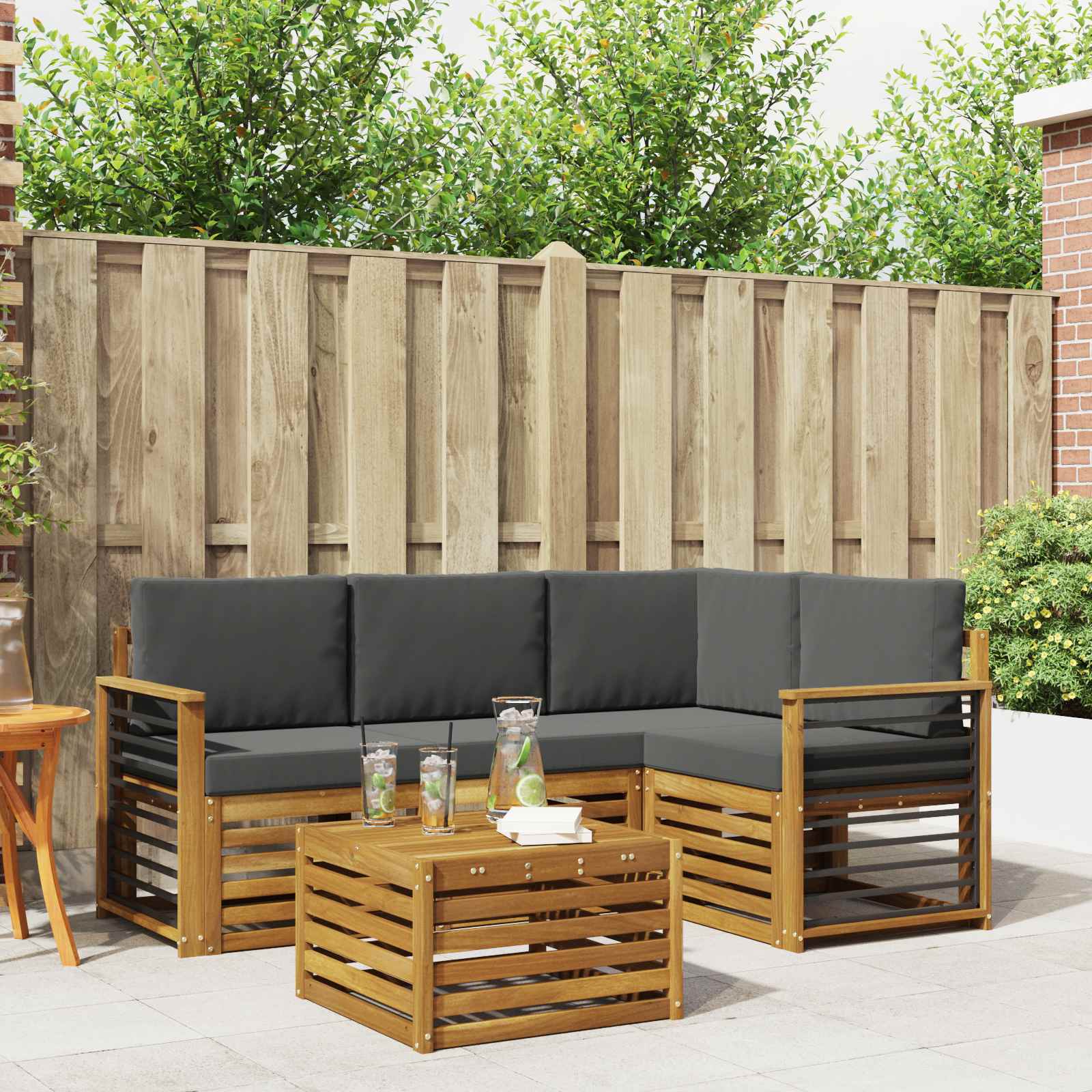 Ensemble de canapés d'extérieur 5 pcs Naturel et Anthracite - XIOS