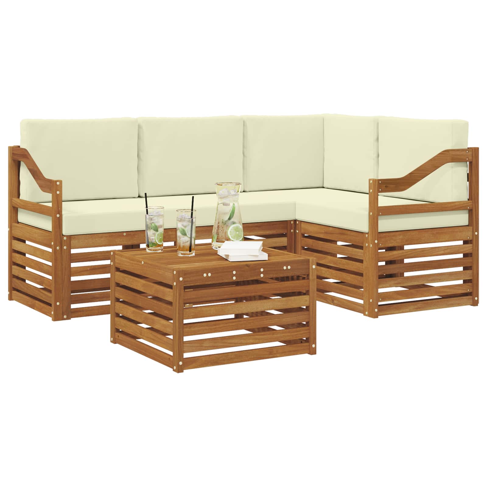 Ensemble de canapés d'extérieur 5 pcs Naturel et Crème - XIOS