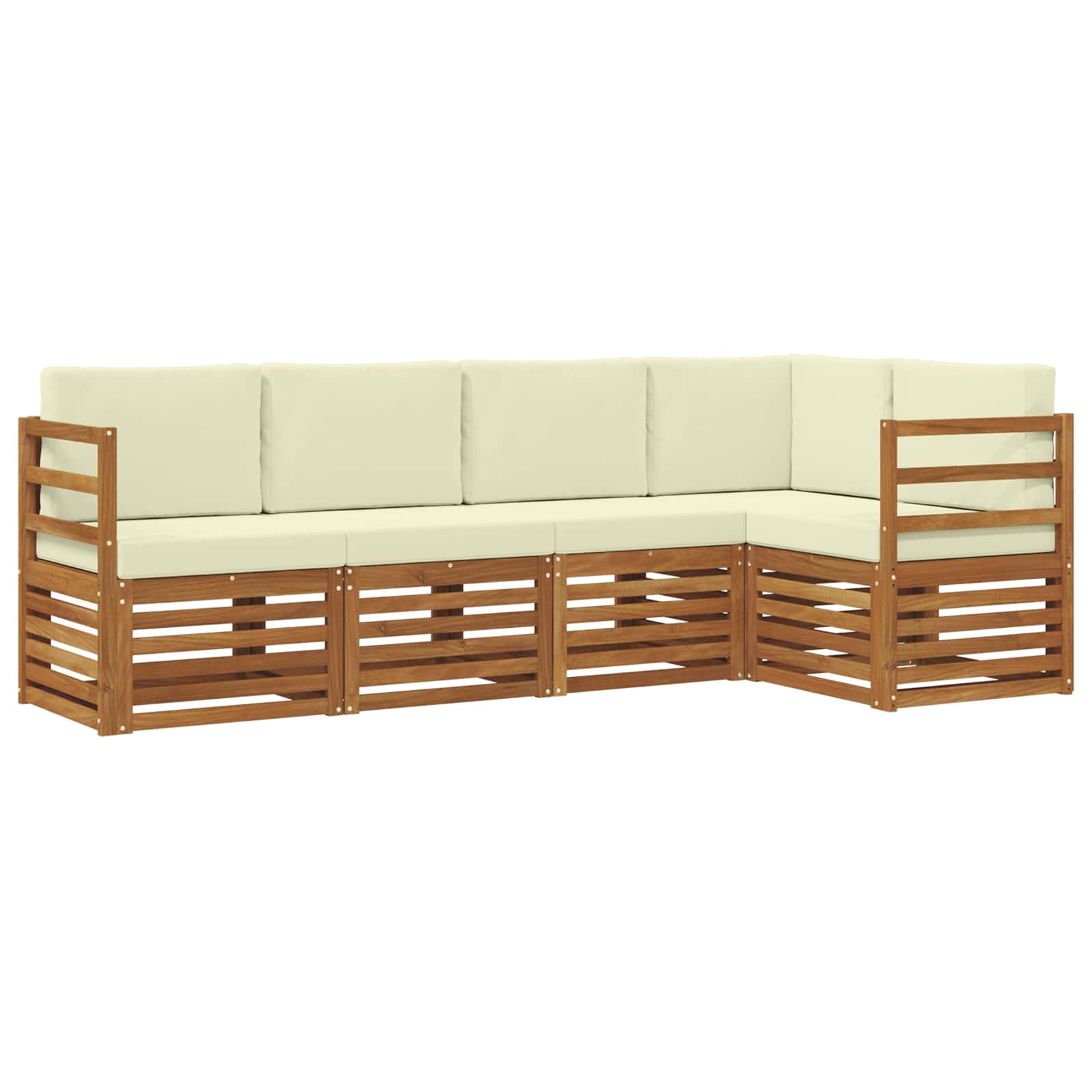 Ensemble de canapé d'angle avec coussin 5 pcs Naturel et Crème - XIOS