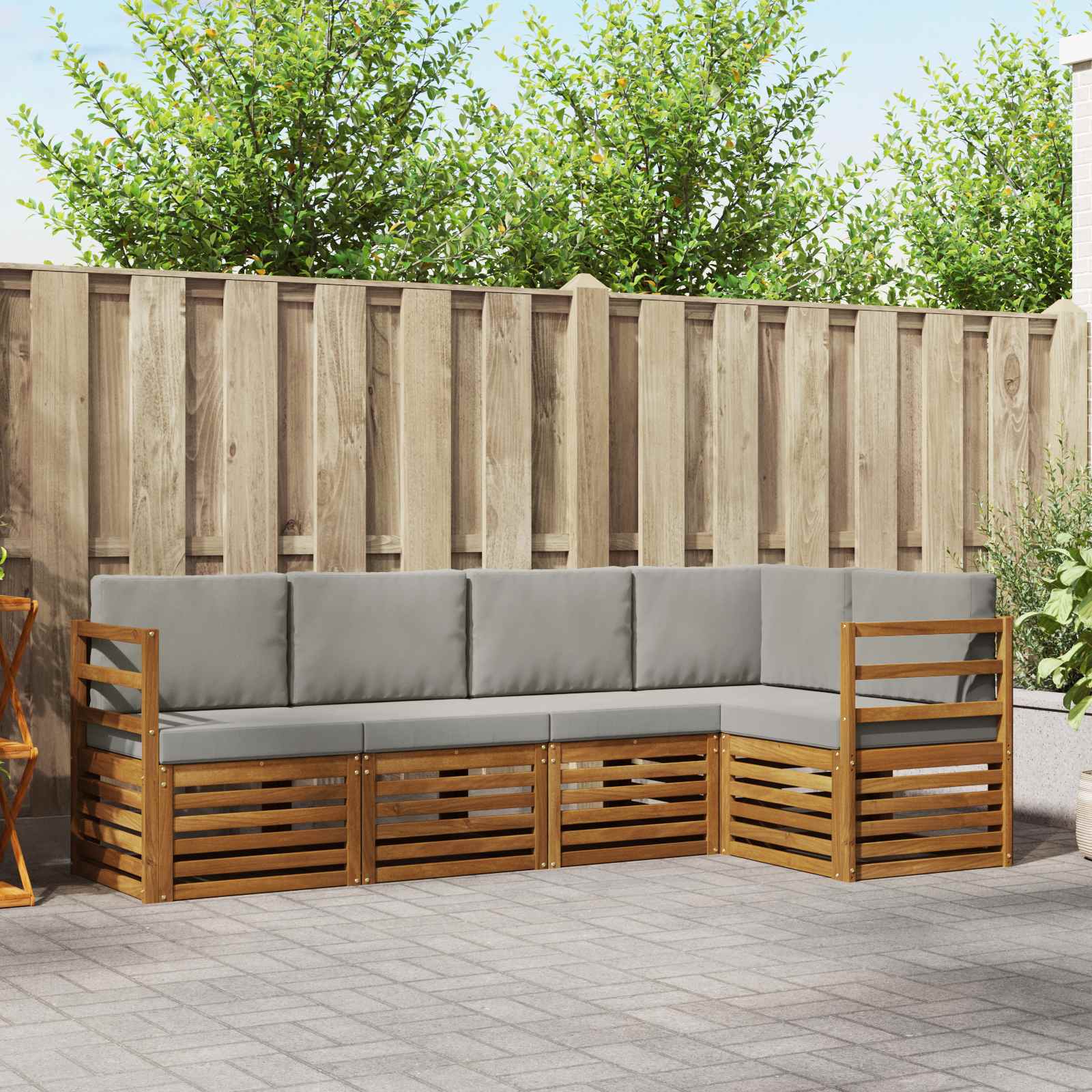 Ensemble de canapé d'angle 5 pcs Gris Naturel et Clair - XIOS