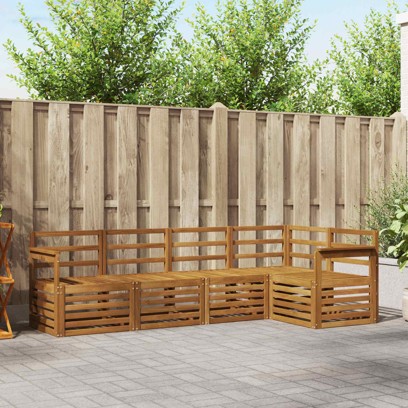 Ensemble de canapé d'angle 5 pcs Naturel Bois d'Acacia Massif - XIOS