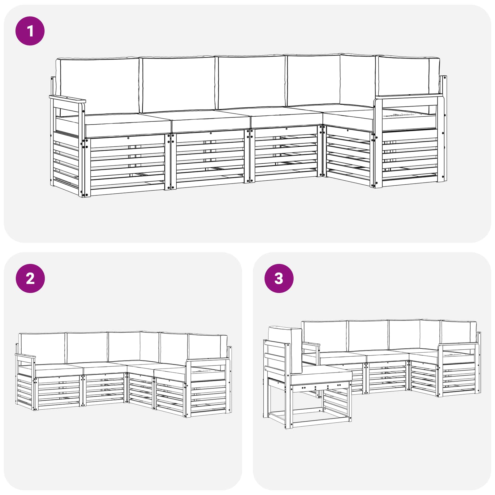 Ensemble de canapé d'angle 5 pcs Naturel et Anthracite - XIOS