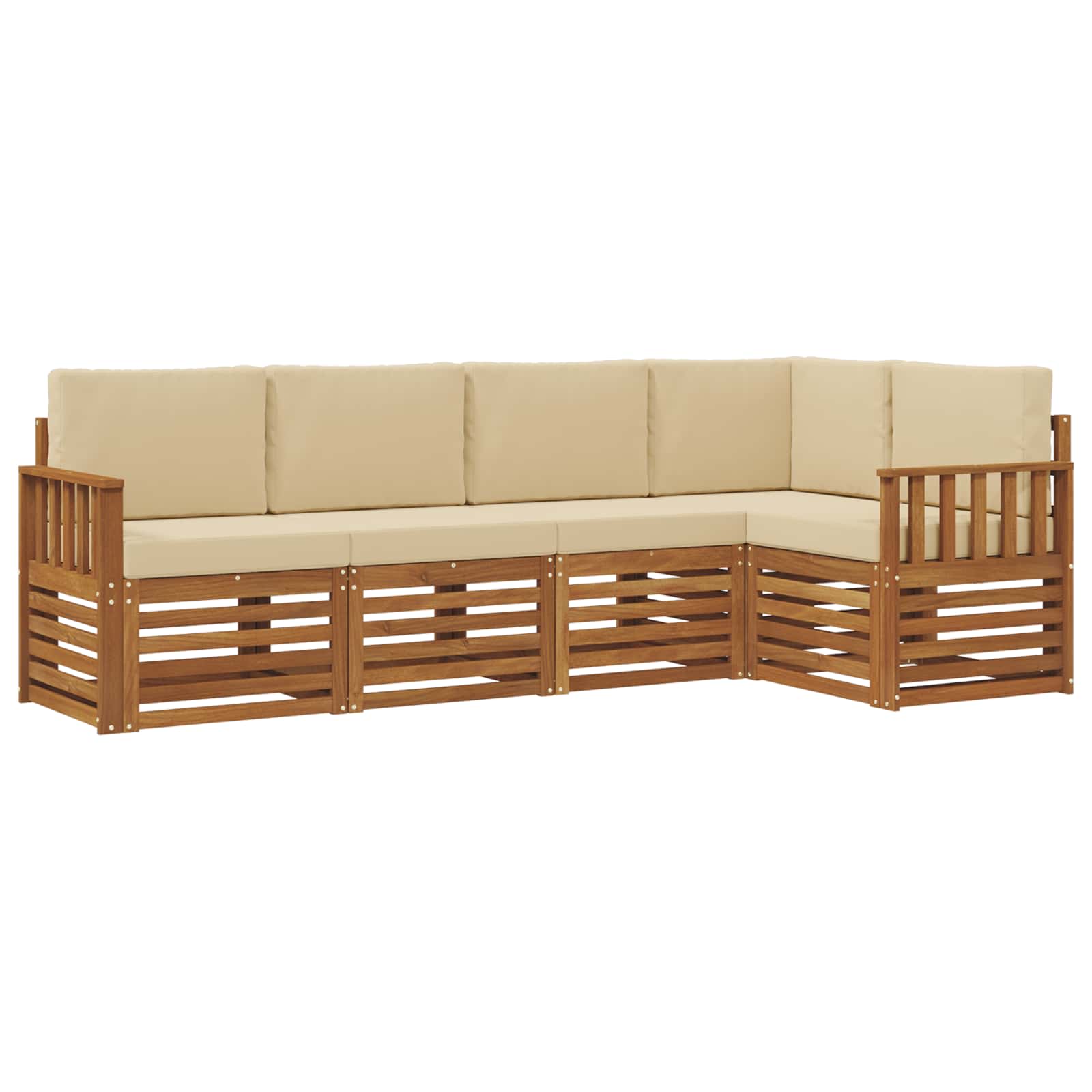 Ensemble de canapé d'angle avec coussin 5 pcs Naturel et Beige - XIOS