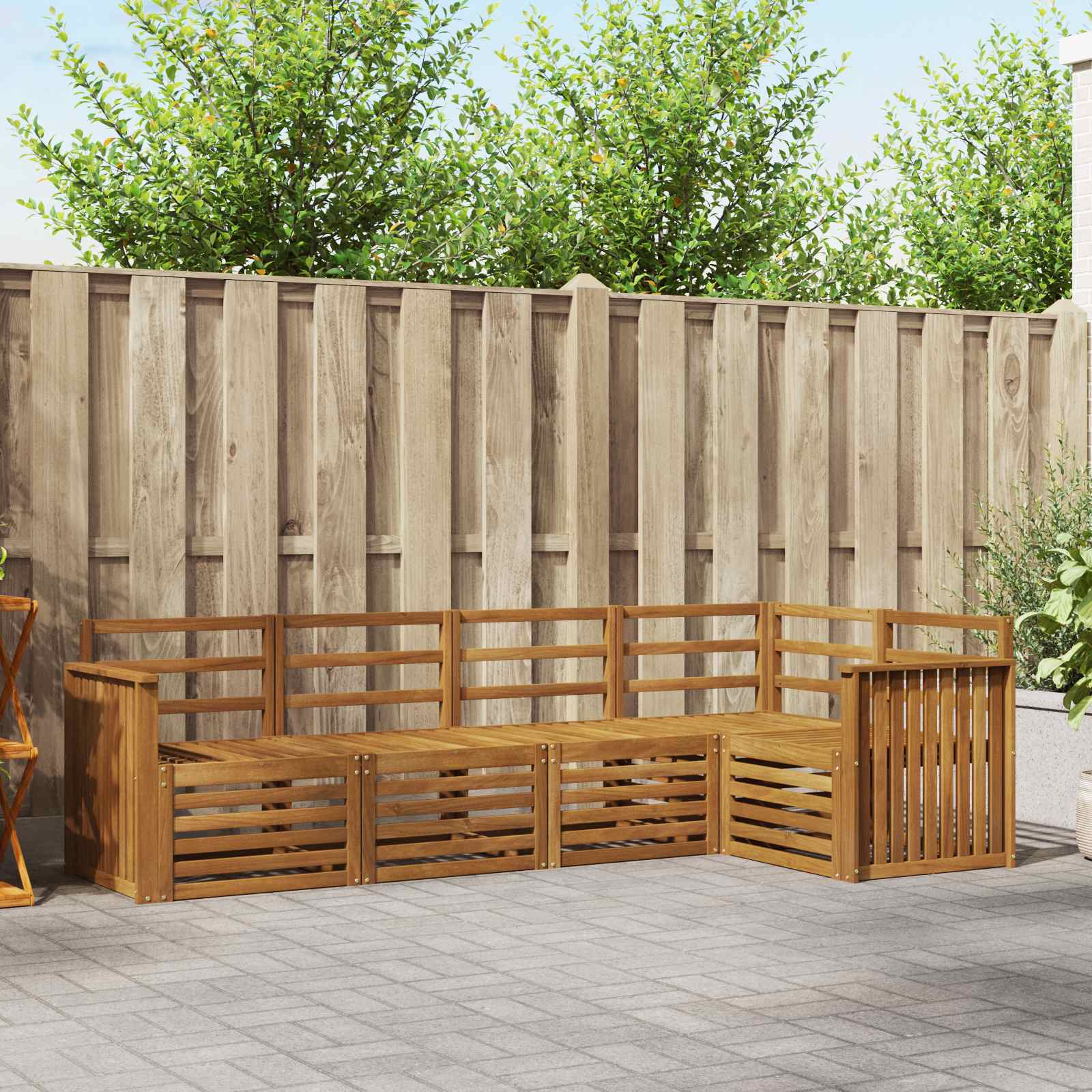 Ensemble de canapé d'angle 5 pcs Naturel Bois d'Acacia Massif - XIOS