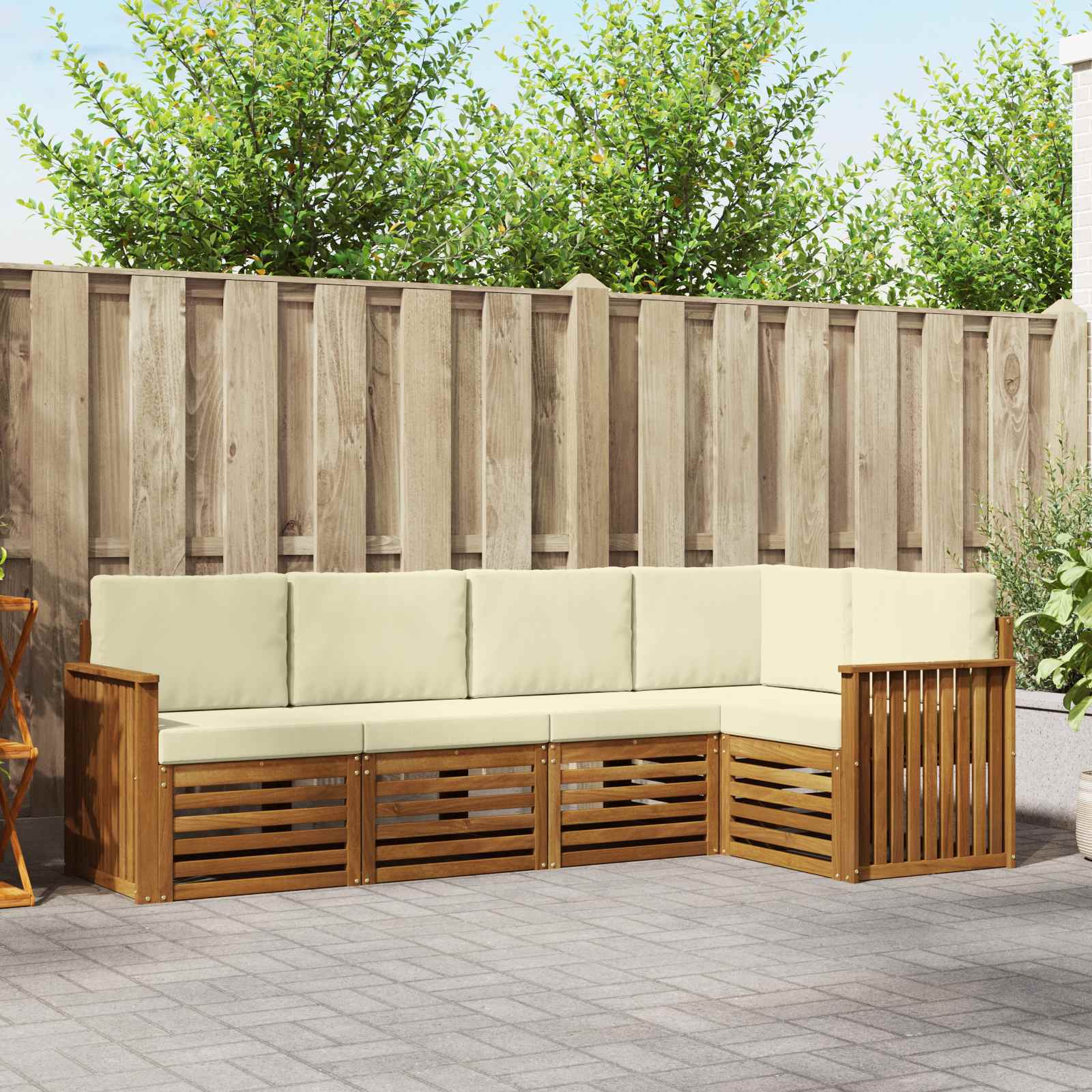 Ensemble de canapé d'angle avec coussin 5 pcs Naturel et Crème - XIOS