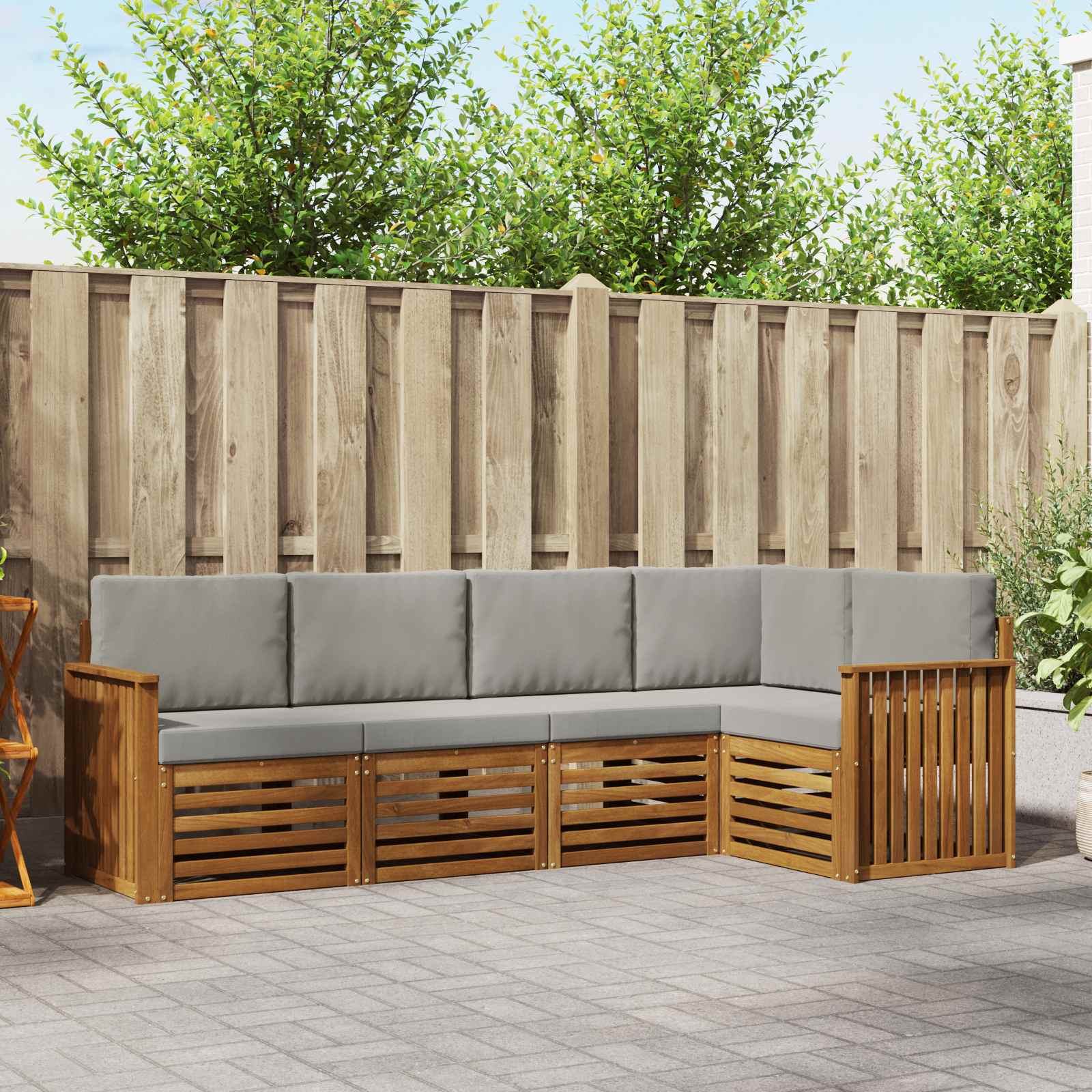 Ensemble de canapé d'angle 5 pcs Gris Naturel et Clair - XIOS