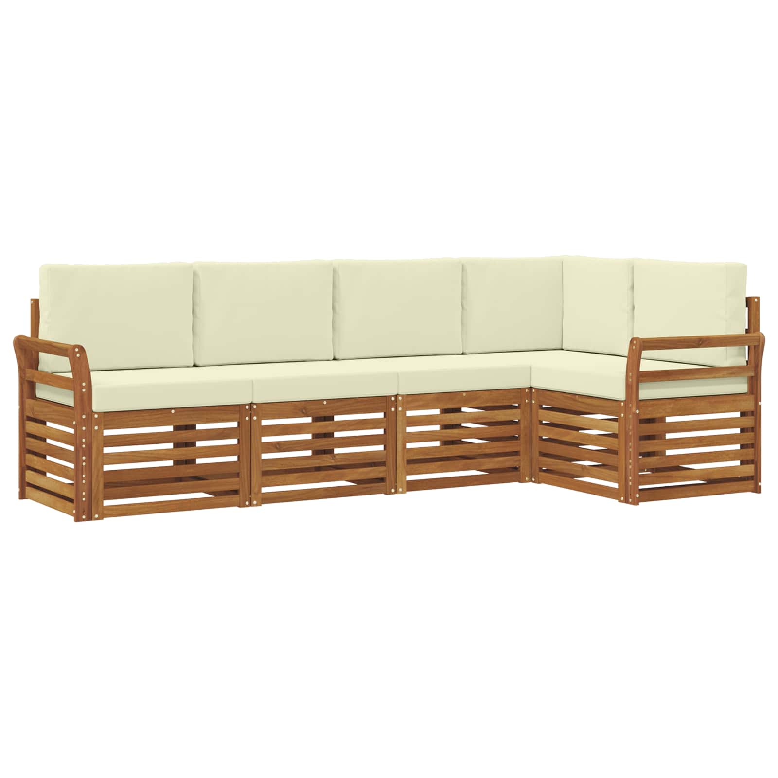 Ensemble de canapé d'angle avec coussin 5 pcs Naturel et Crème - XIOS