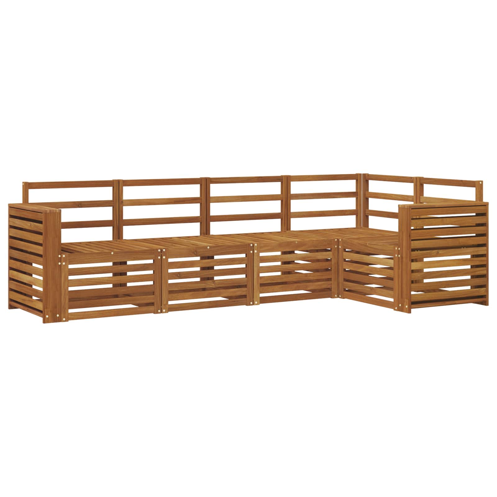 Ensemble de canapé d'angle 5 pcs Naturel Bois d'Acacia Massif - XIOS