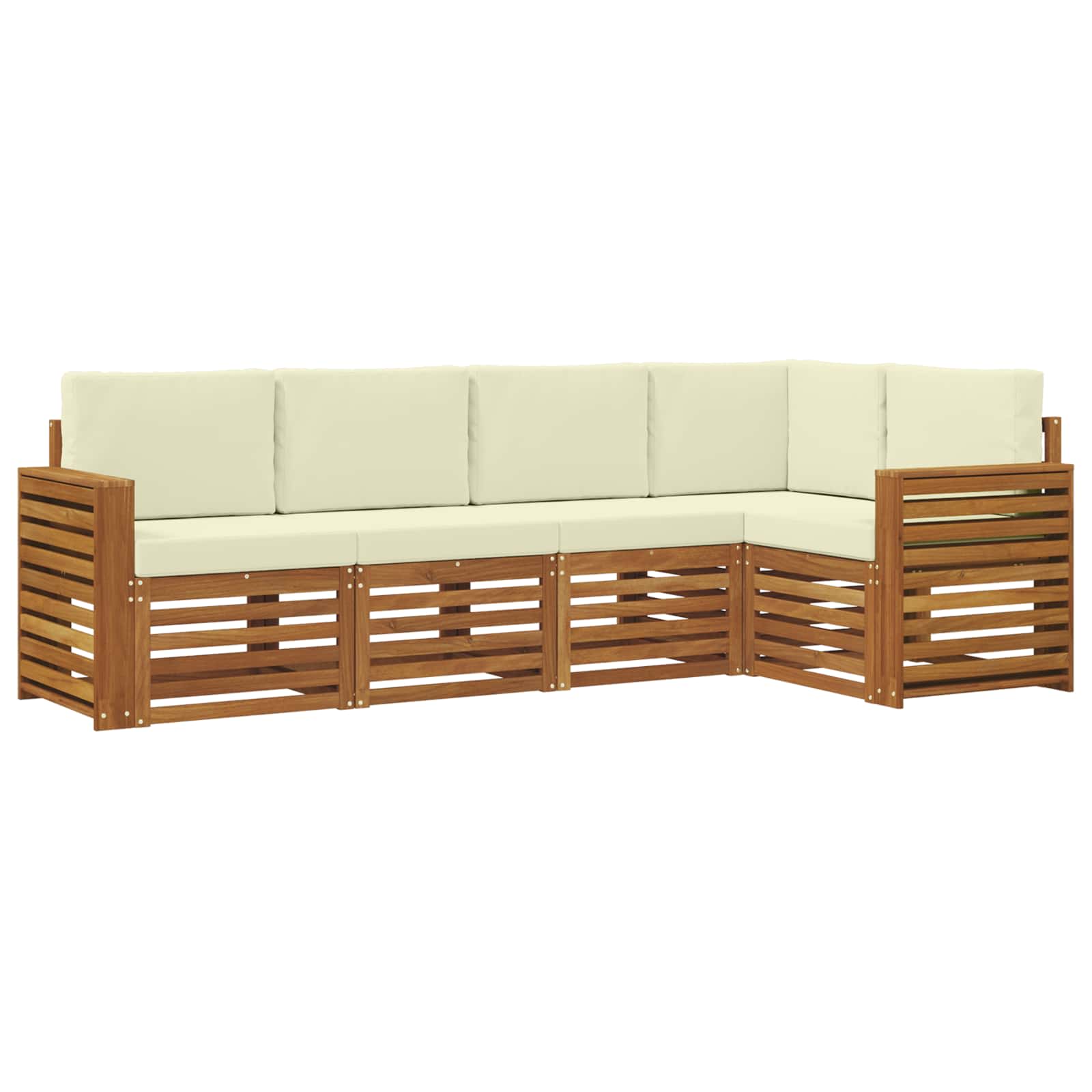 Ensemble de canapé d'angle avec coussin 5 pcs Naturel et Crème - XIOS