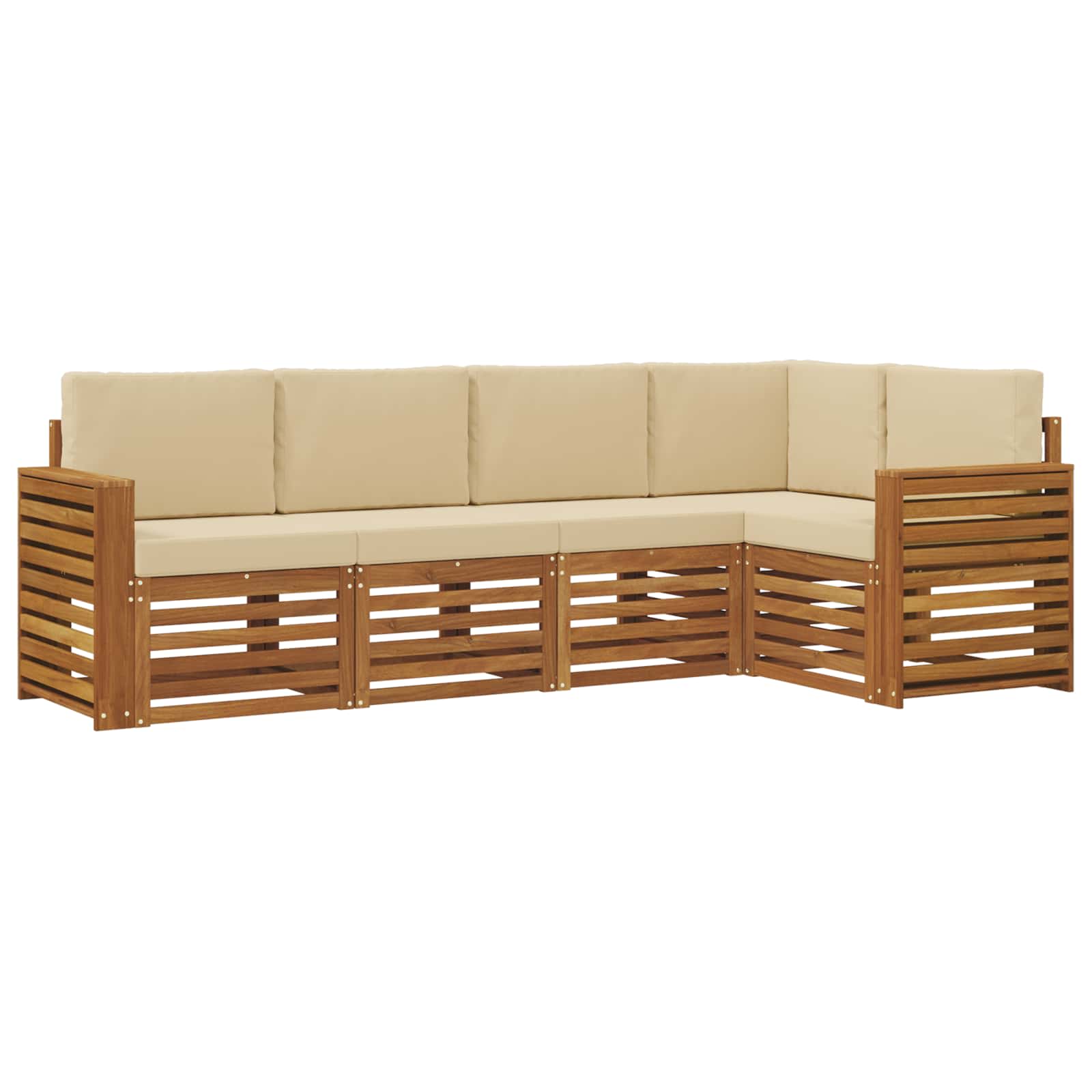 Ensemble de canapé d'angle avec coussin 5 pcs Naturel et Beige - XIOS
