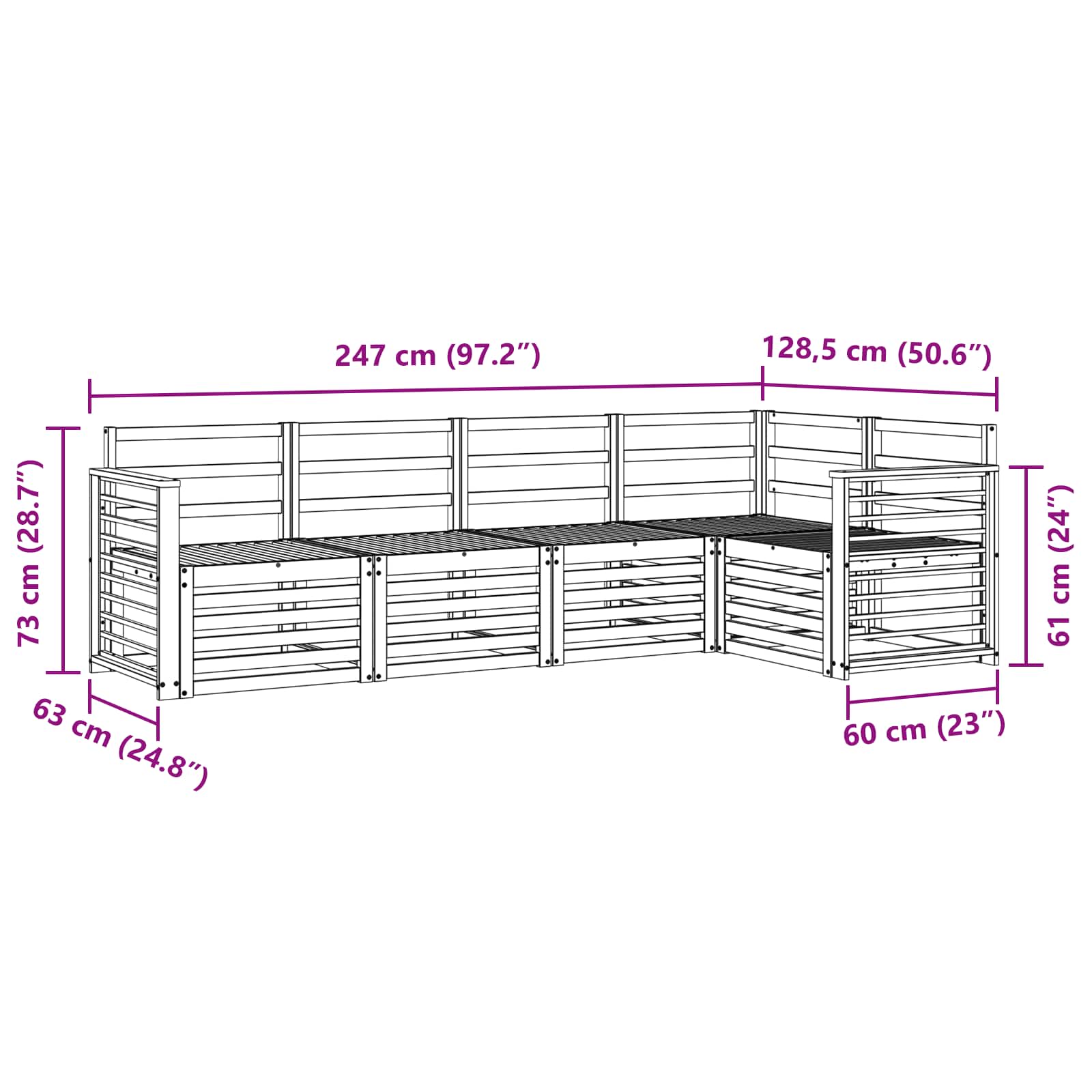 Ensembles de canapés 5 pcs Naturel Bois d'Acacia Massif - XIOS