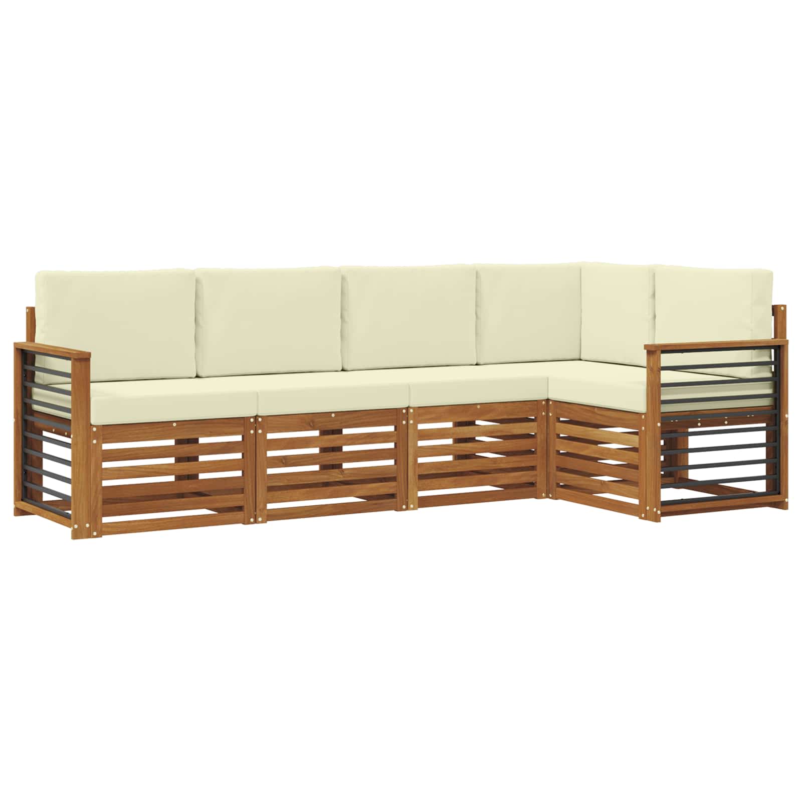 Ensemble de canapé d'angle avec coussin 5 pcs Naturel et Crème - XIOS