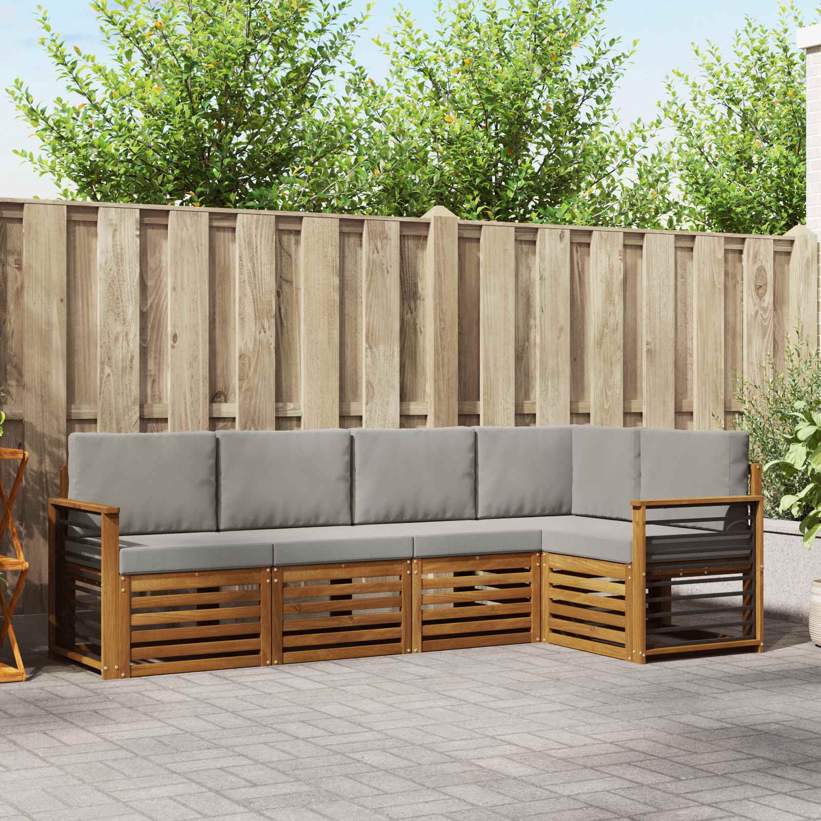 Ensemble de canapé d'angle 5 pcs Gris Naturel et Clair - XIOS