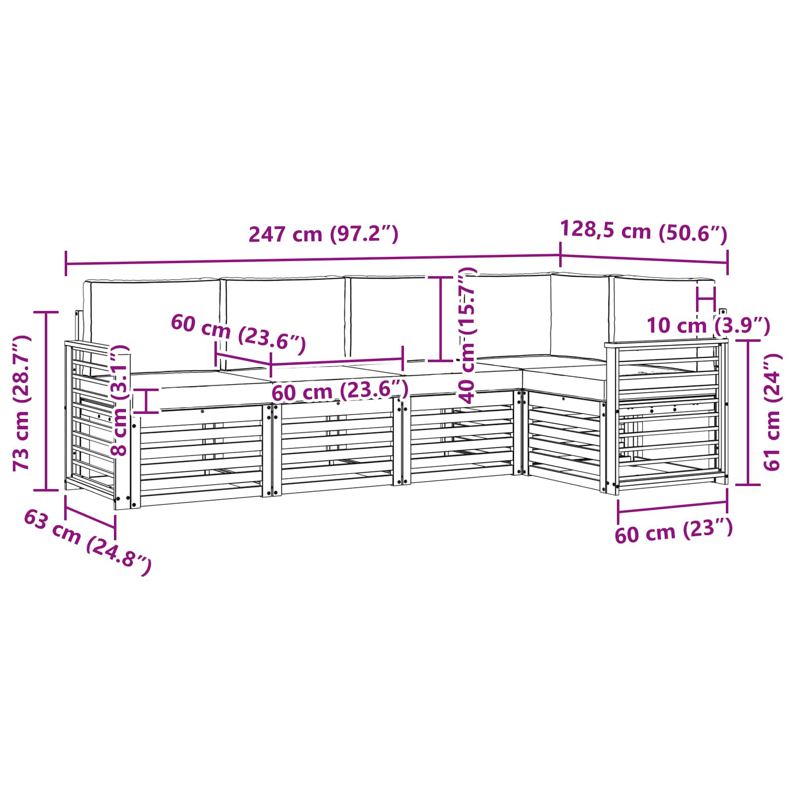 Ensemble de canapé d'angle 5 pcs Gris Naturel et Clair - XIOS