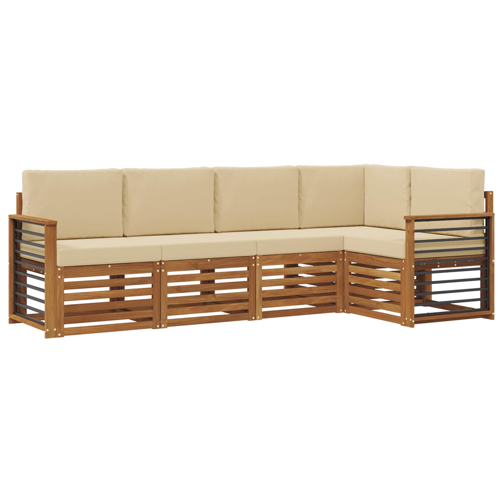 Ensemble de canapé d'angle avec coussin 5 pcs Naturel et Beige - XIOS