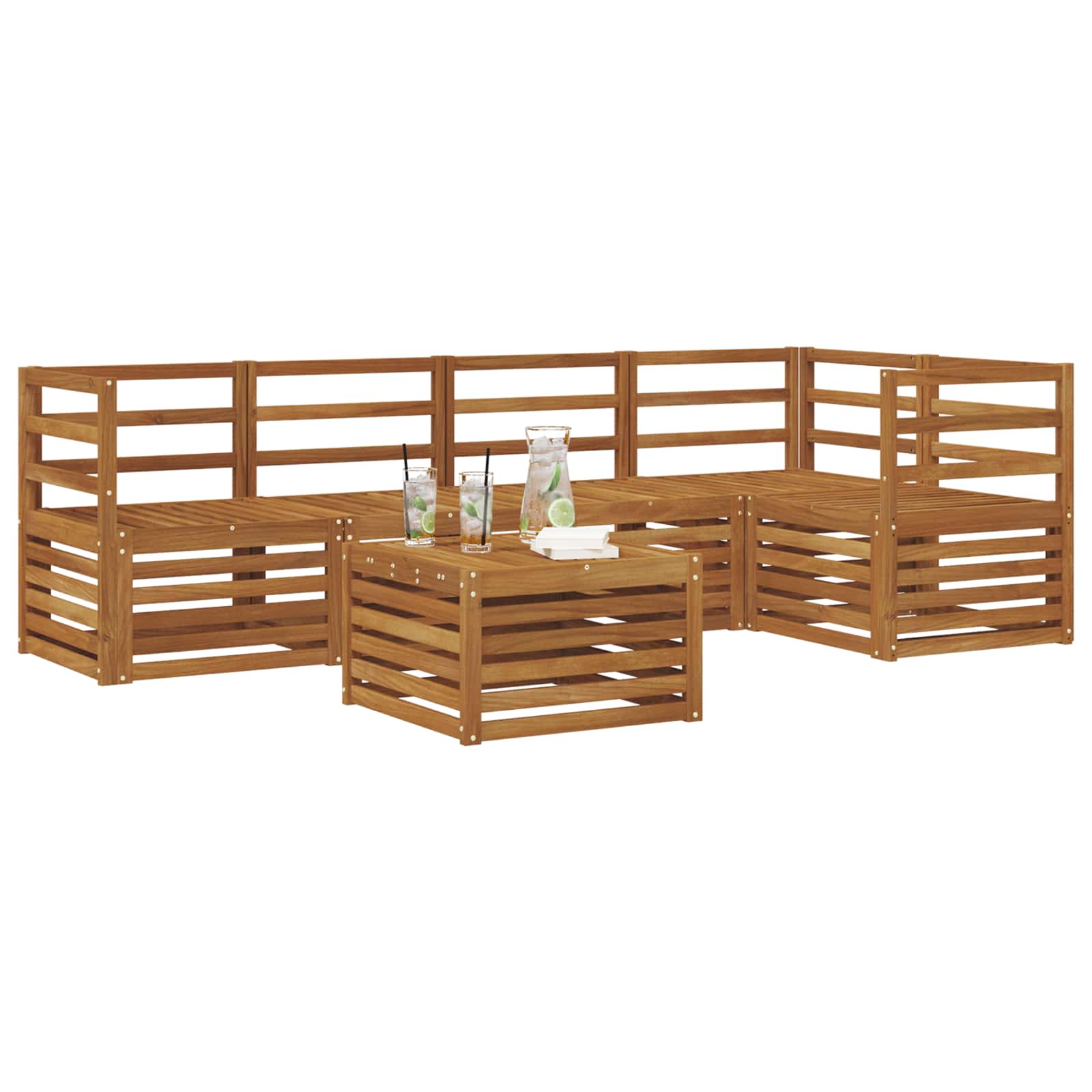 Ensemble de canapé d'angle 6 pcs Naturel Bois d'Acacia Massif - XIOS