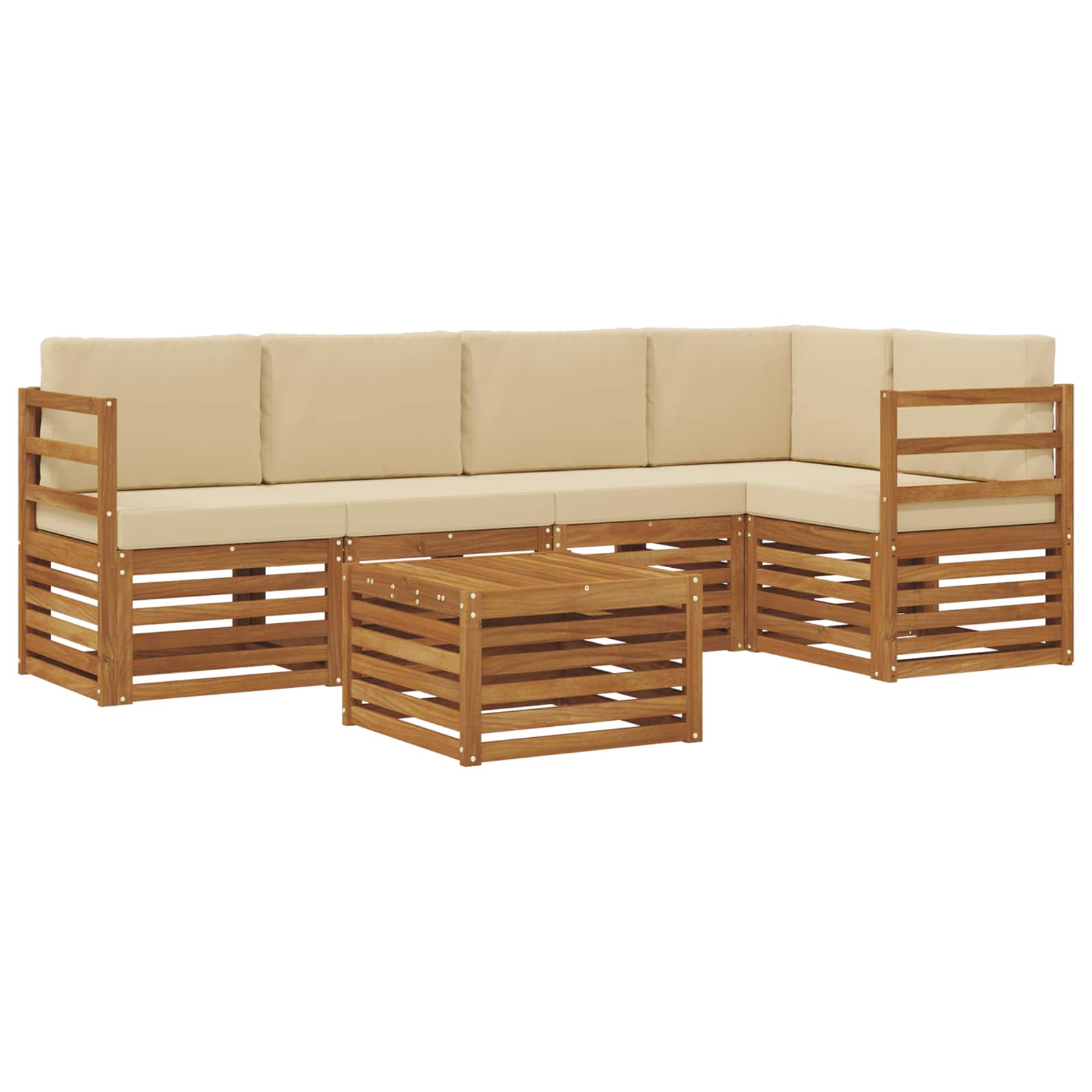 Ensemble de canapé d'angle avec coussin 6 pcs Naturel et Beige - XIOS