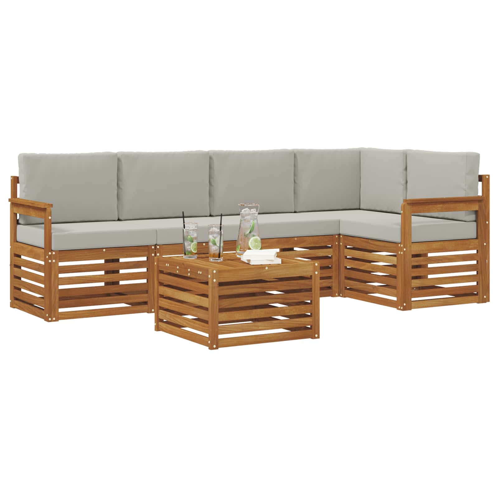 Ensemble de canapé d'angle 6 pcs Gris Naturel et Clair - XIOS