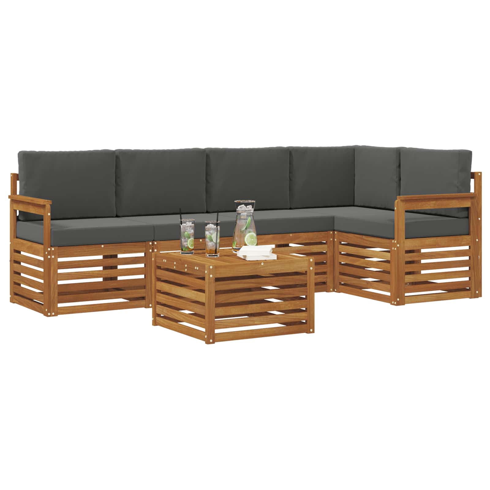 Ensemble de canapé d'angle 6 pcs Naturel et Anthracite - XIOS
