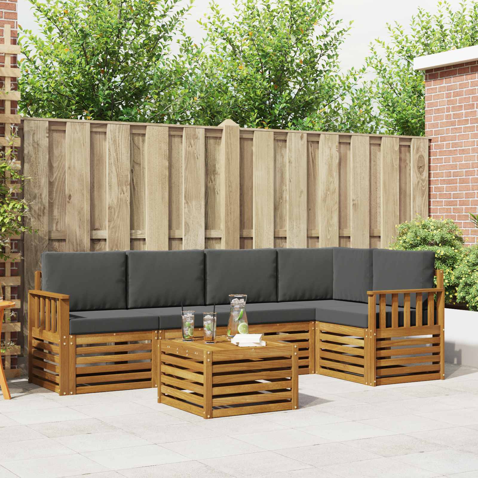 Ensemble de canapé d'angle 6 pcs Naturel et Anthracite - XIOS