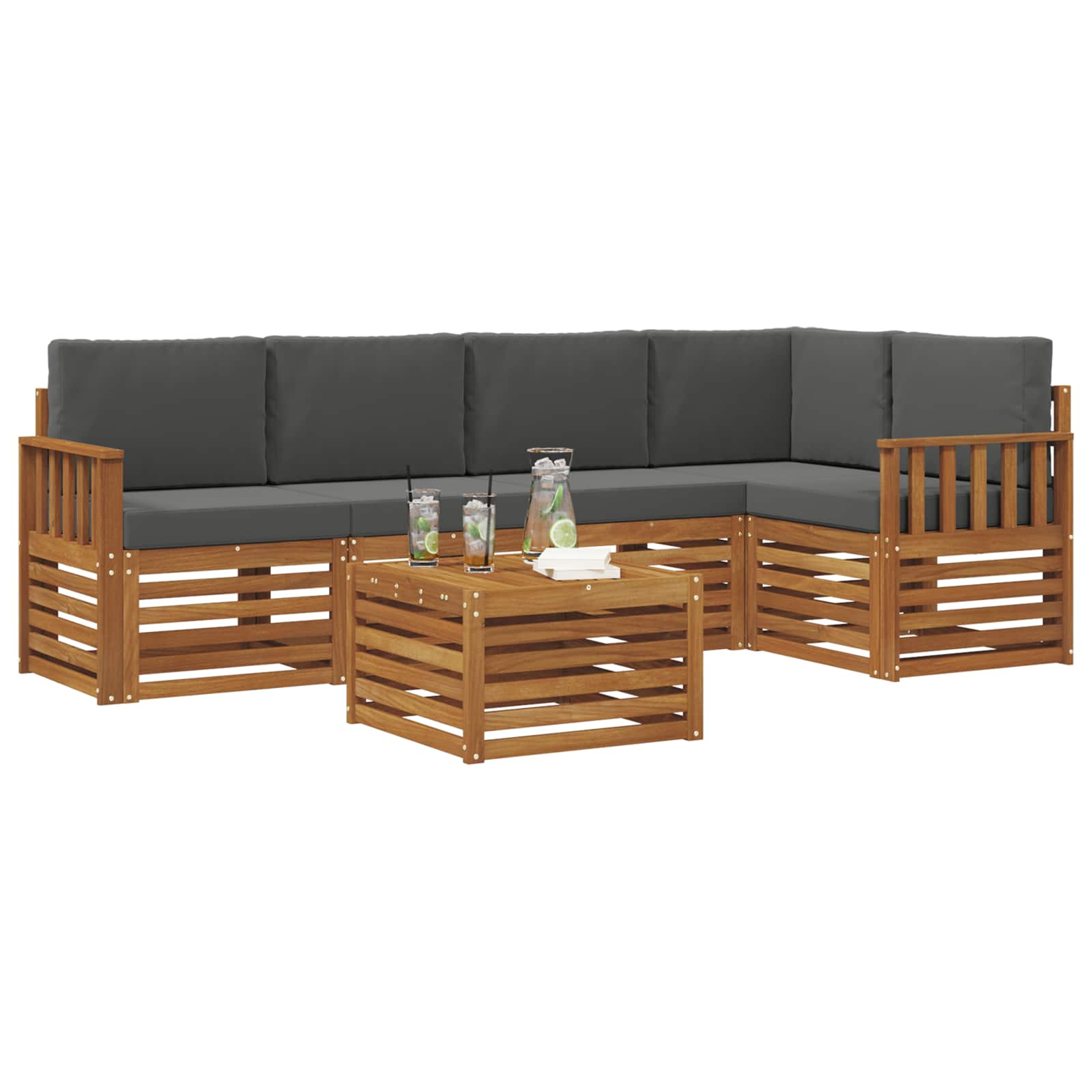 Ensemble de canapé d'angle 6 pcs Naturel et Anthracite - XIOS