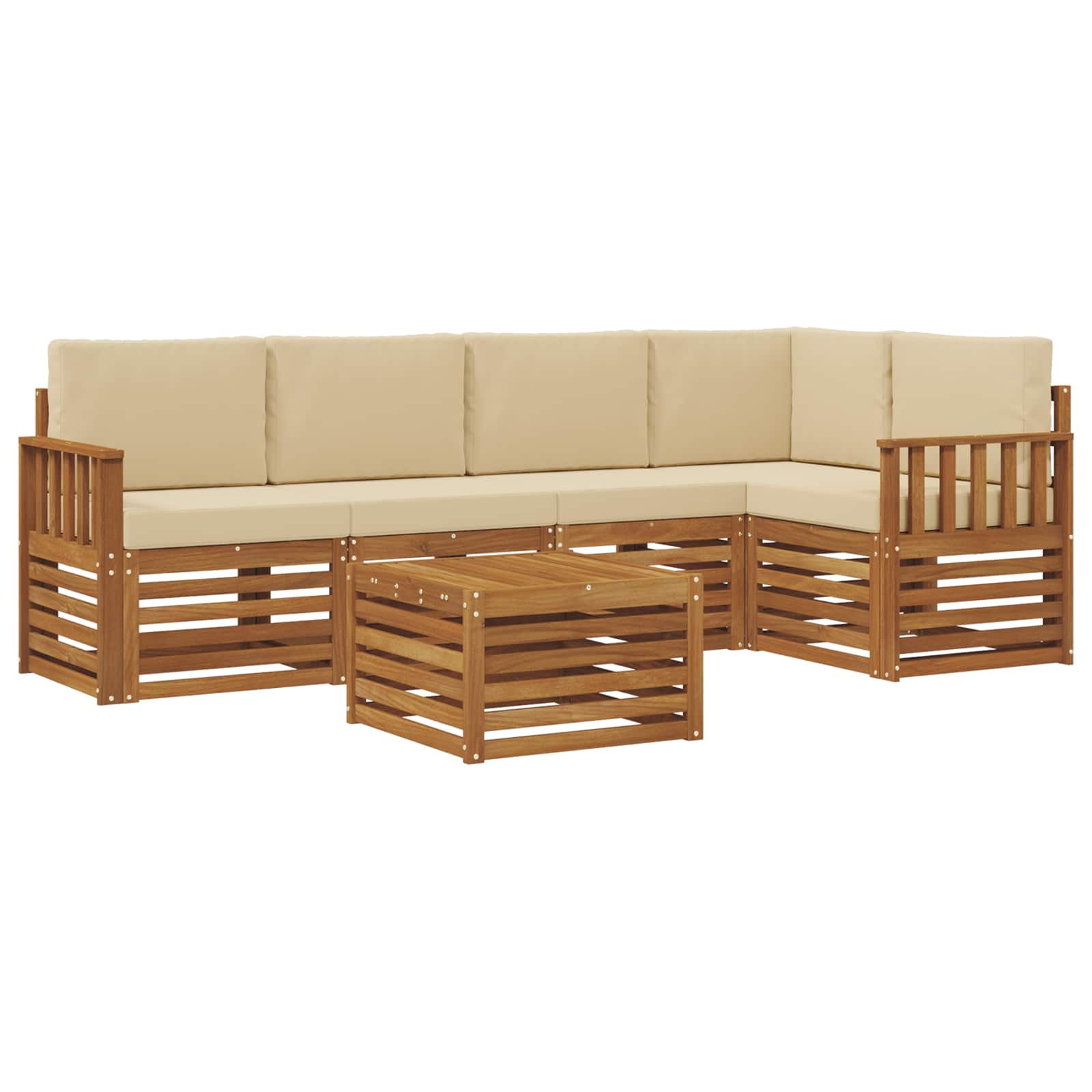Ensemble de canapé d'angle avec coussin 6 pcs Naturel et Beige - XIOS