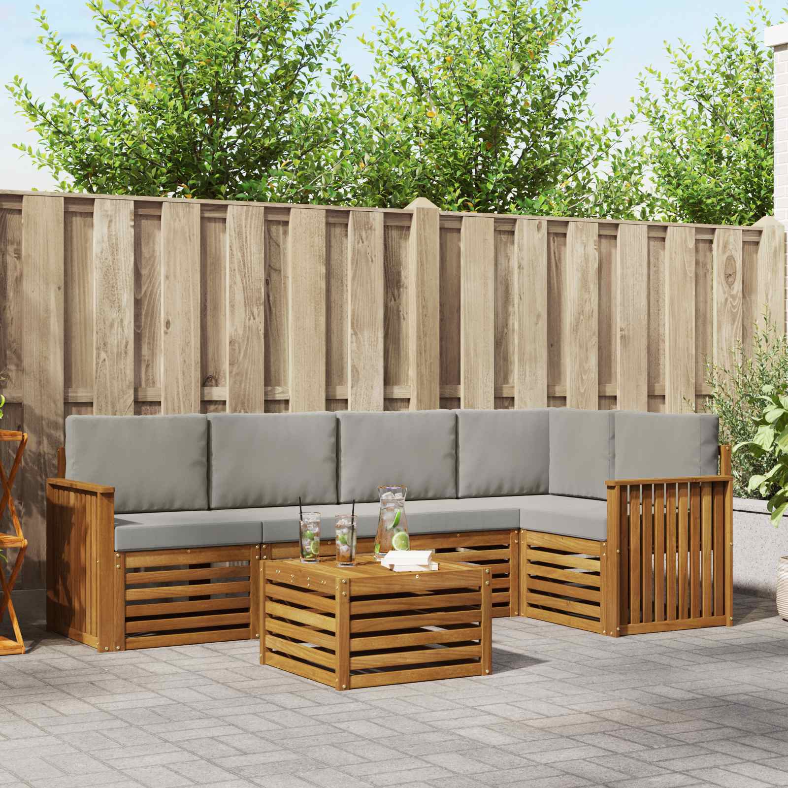 Ensemble de canapé d'angle 6 pcs Gris Naturel et Clair - XIOS