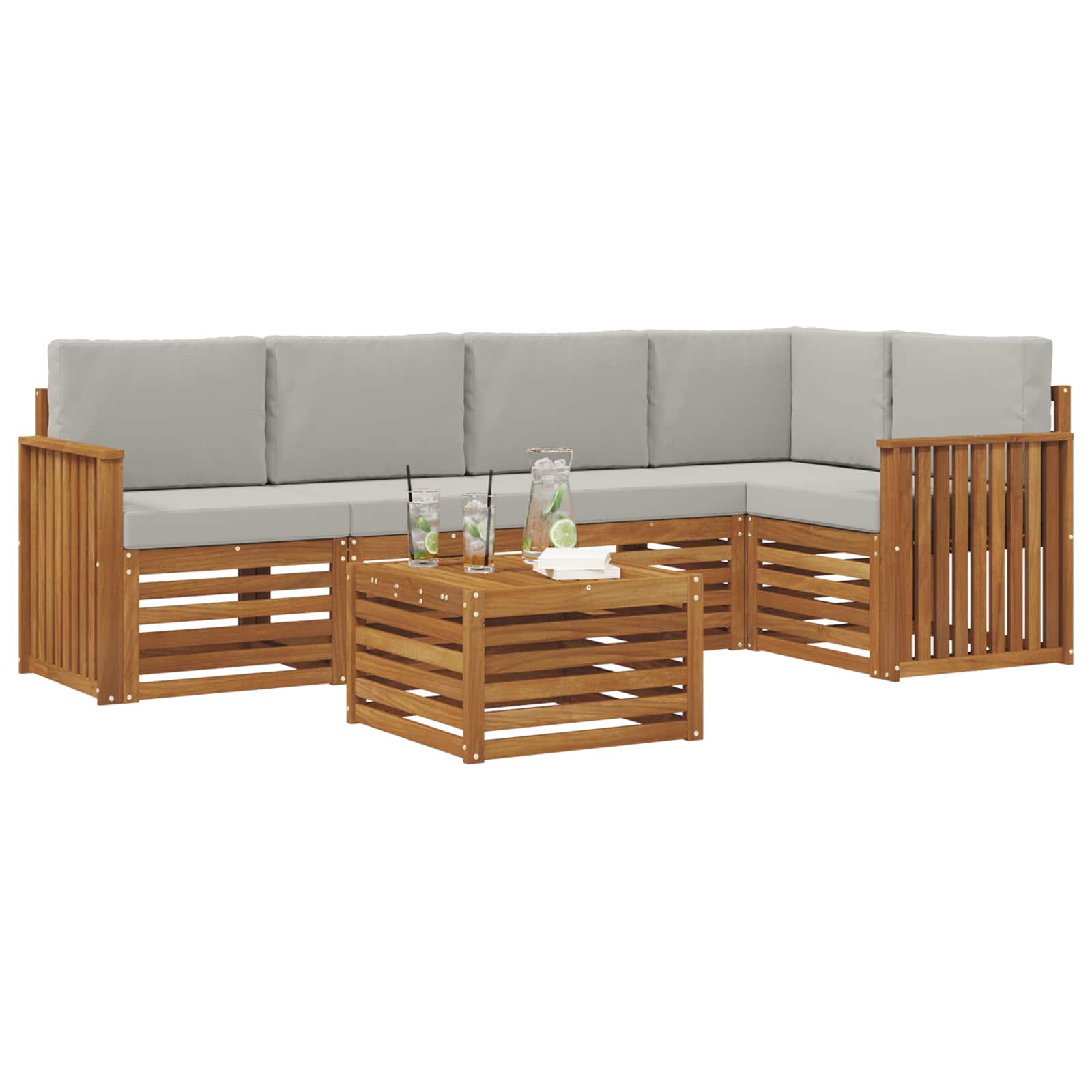 Ensemble de canapé d'angle 6 pcs Gris Naturel et Clair - XIOS