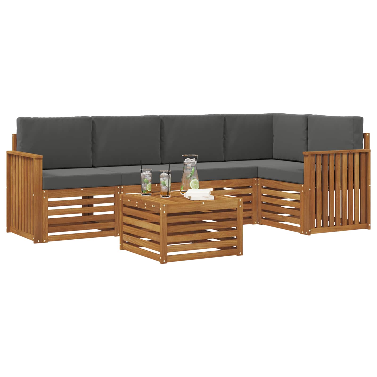 Ensemble de canapé d'angle 6 pcs Naturel et Anthracite - XIOS