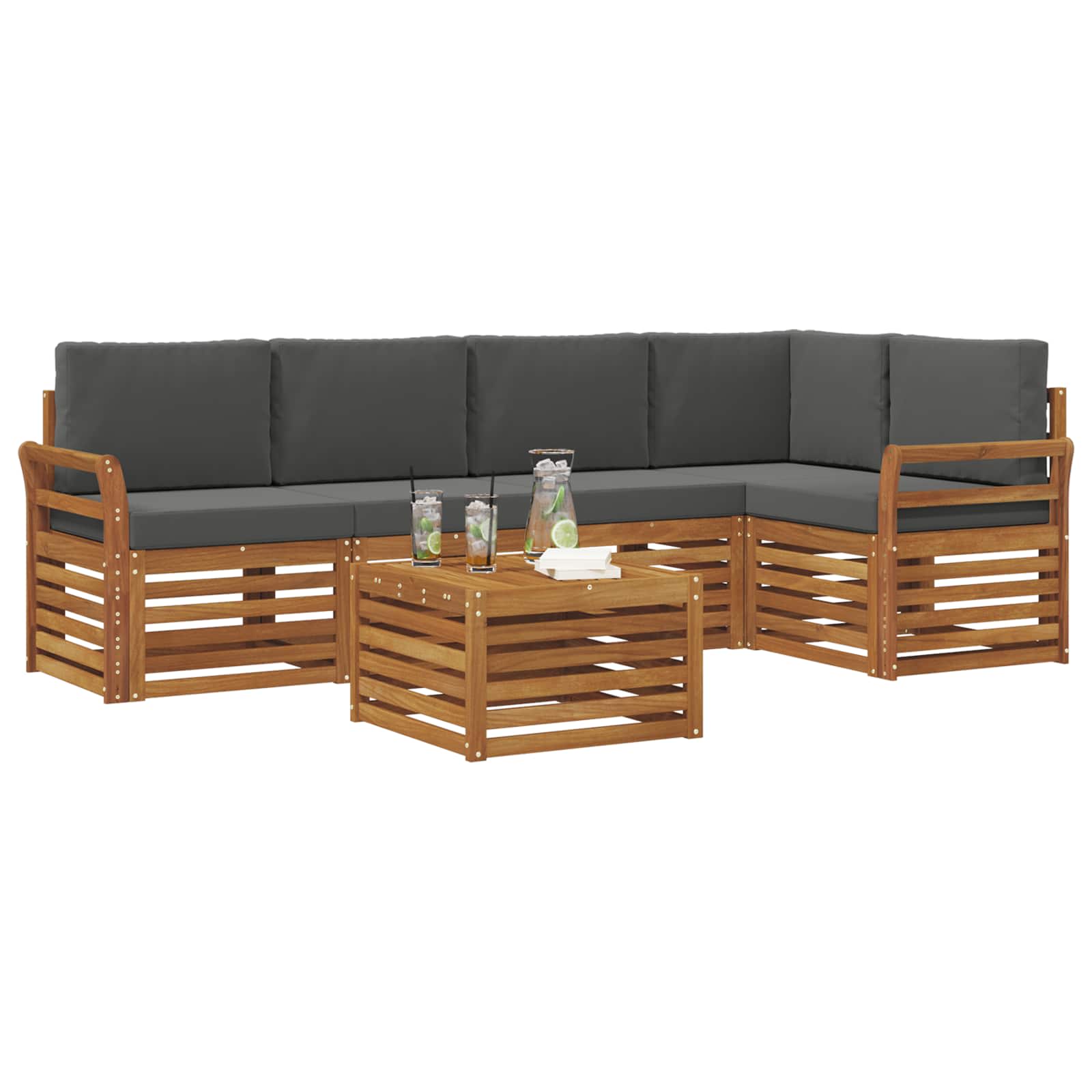 Ensemble de canapé d'angle 6 pcs Naturel et Anthracite - XIOS