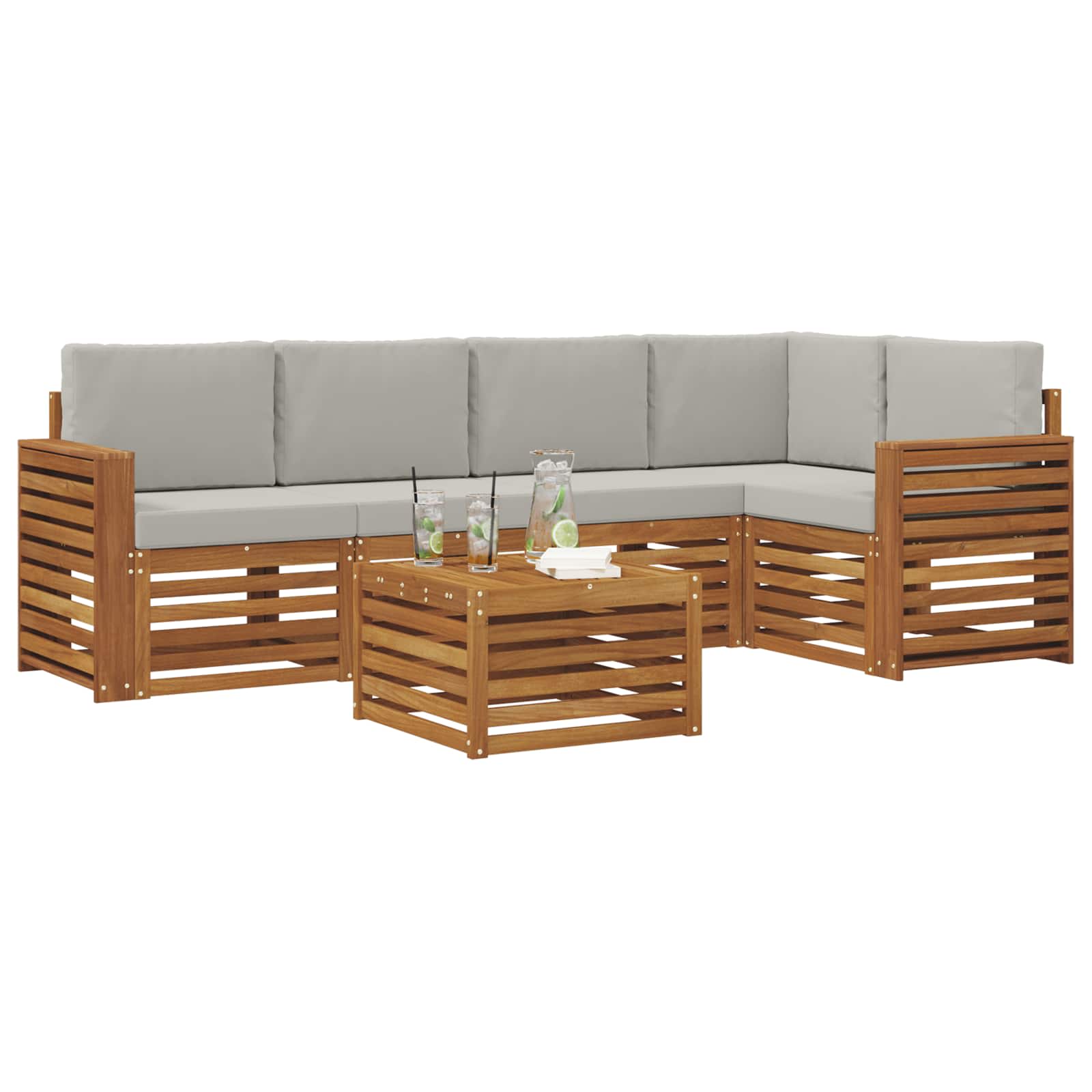 Ensemble de canapé d'angle 6 pcs Gris Naturel et Clair - XIOS