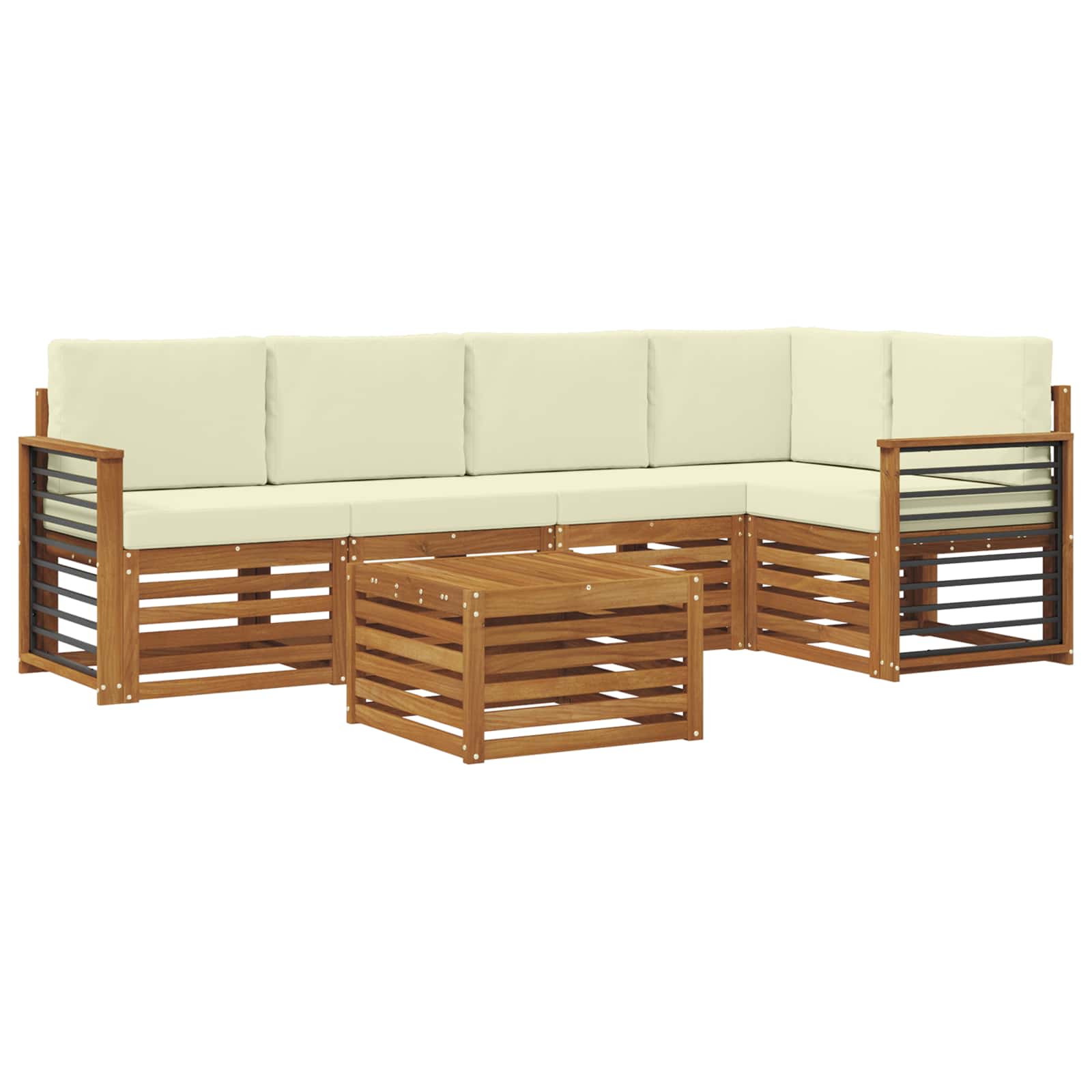 Ensemble de canapé d'angle avec coussin 6 pcs Naturel et Crème - XIOS