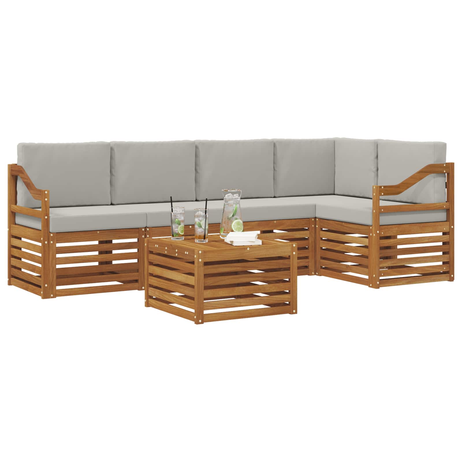 Ensemble de canapé d'angle 6 pcs Gris Naturel et Clair - XIOS