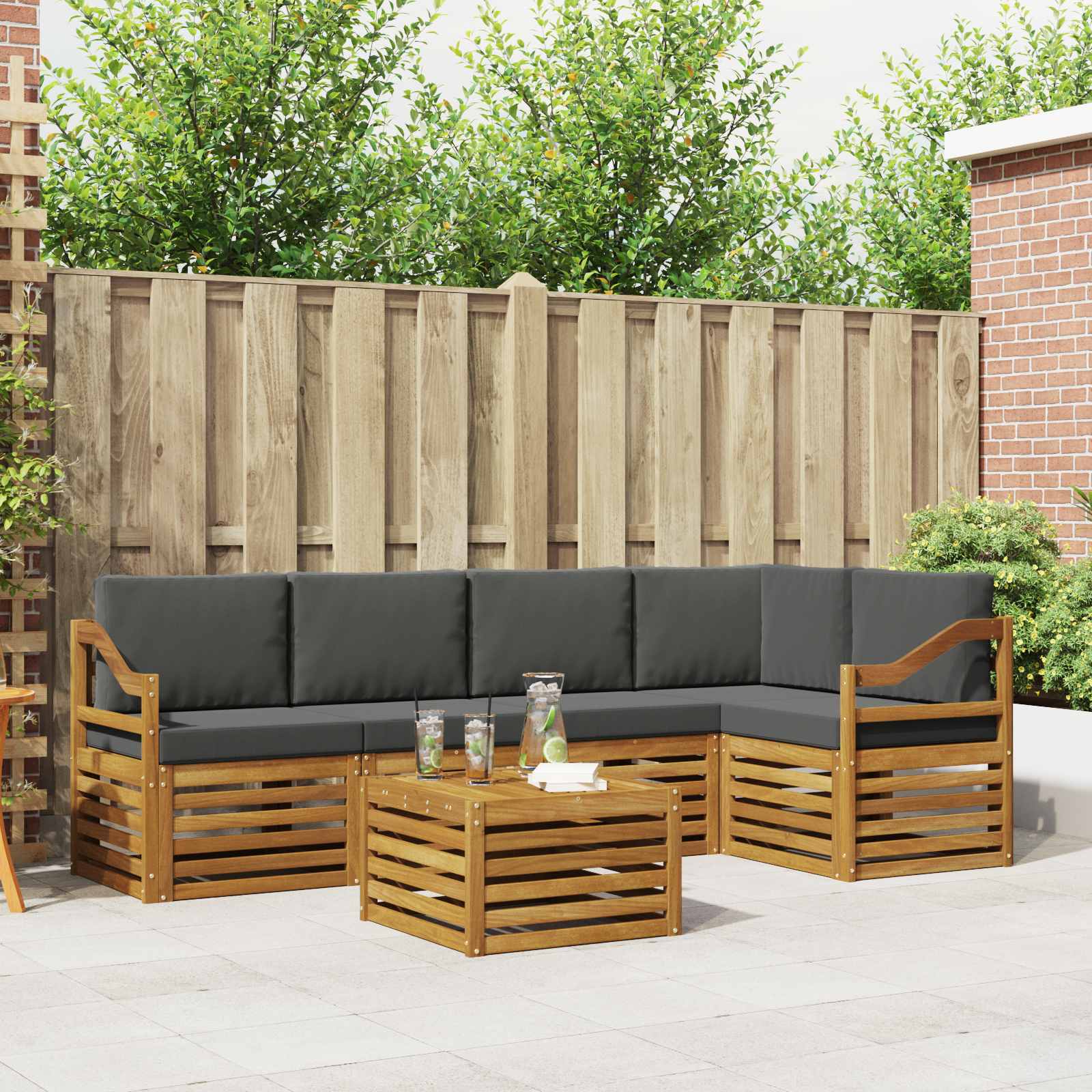 Ensemble de canapé d'angle 6 pcs Naturel et Anthracite - XIOS